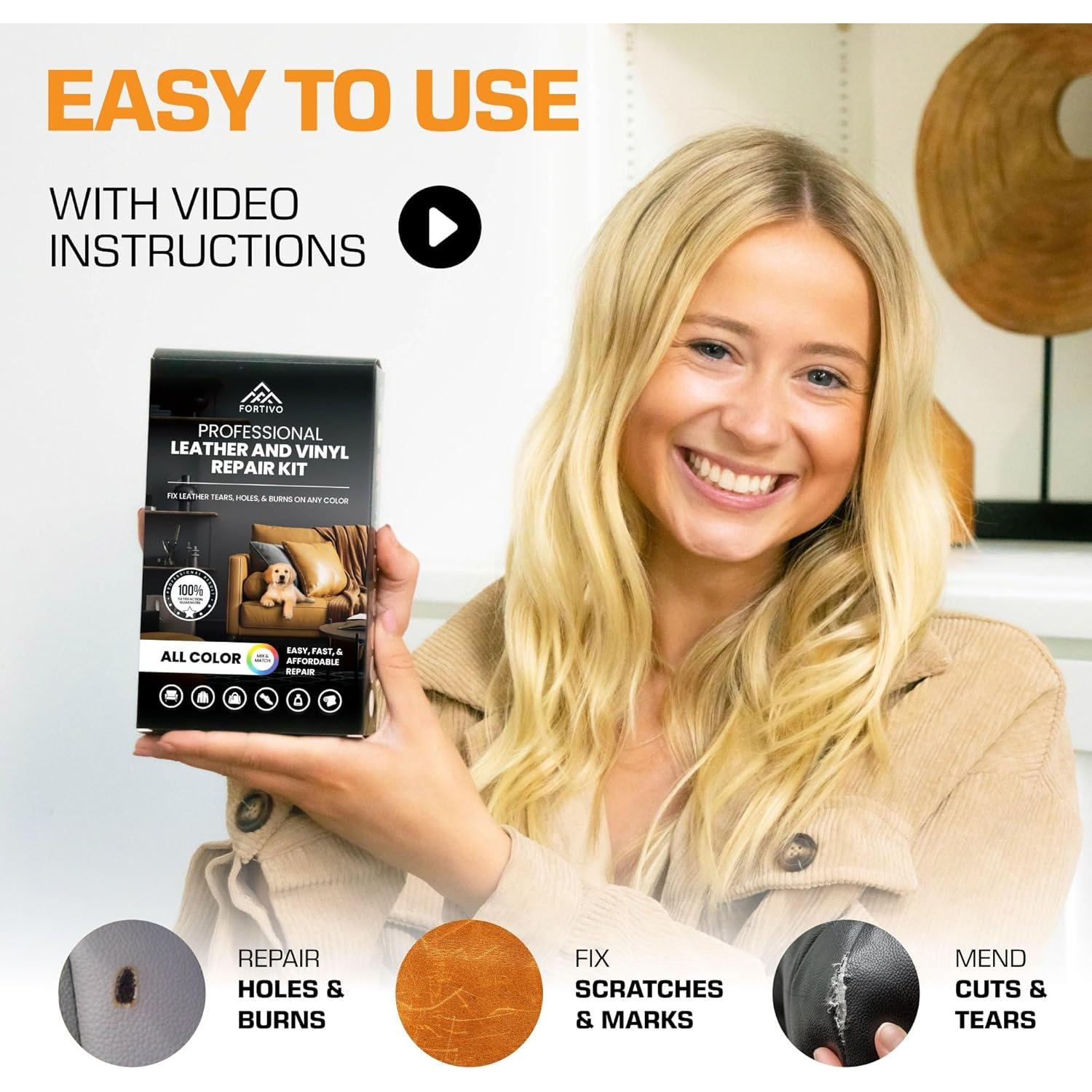 Kit de Reparación de Cuero y Vinilo FORTIVO - 288g, Todo en Uno