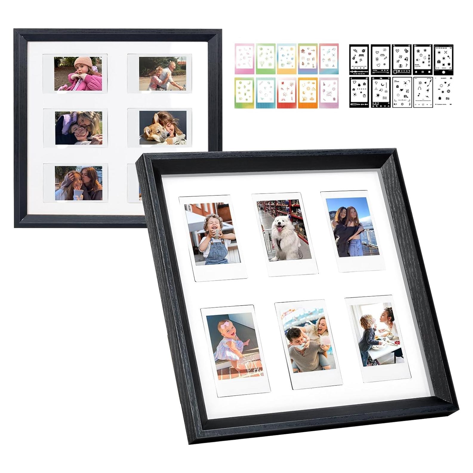 Marco de Madera CAIYOULE para 6 Fotos Instax Mini 5.4x8.6 cm Negro