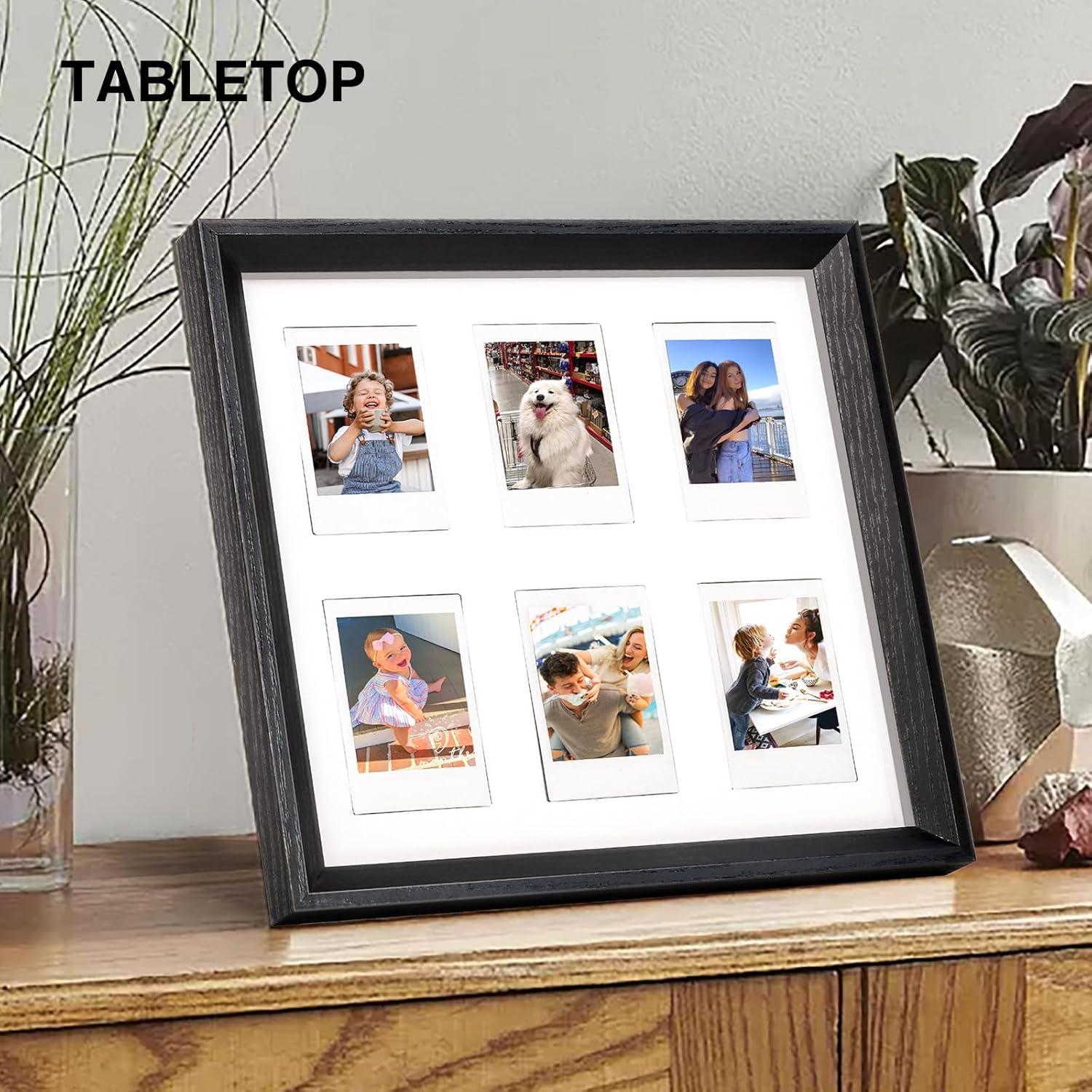 Marco de Madera CAIYOULE para 6 Fotos Instax Mini 5.4x8.6 cm Negro