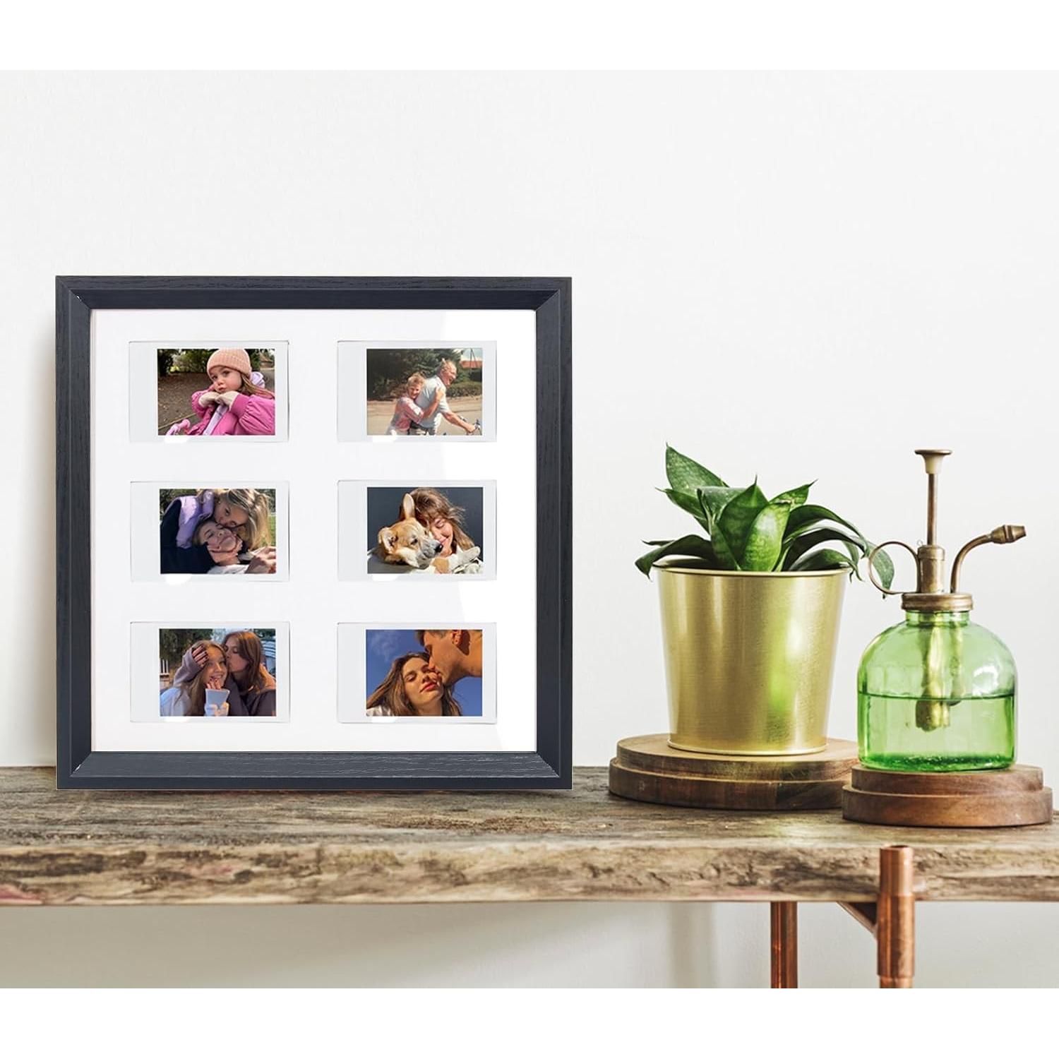 Marco de Madera CAIYOULE para 6 Fotos Instax Mini 5.4x8.6 cm Negro