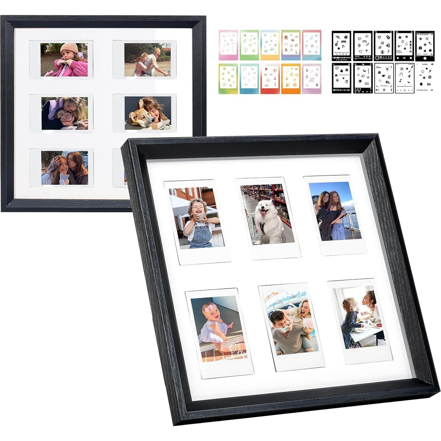 Marco de Madera CAIYOULE para 6 Fotos Instax Mini 5.4x8.6 cm Negro