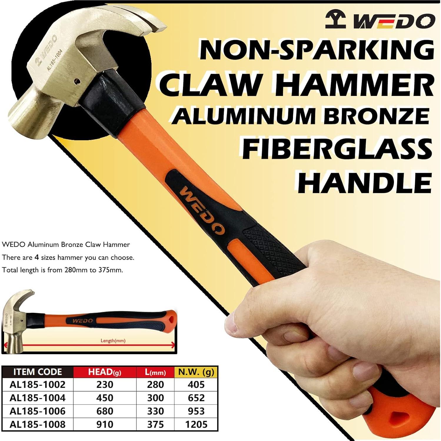 Martillo de Garra No Chispeante WEDO 0.23kg 280mm Bronce de Aluminio