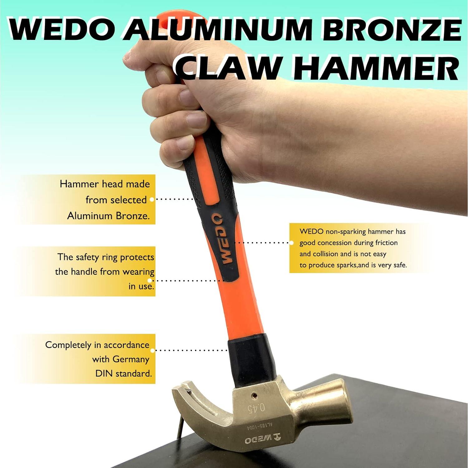 Martillo de Garra No Chispeante WEDO 0.23kg 280mm Bronce de Aluminio