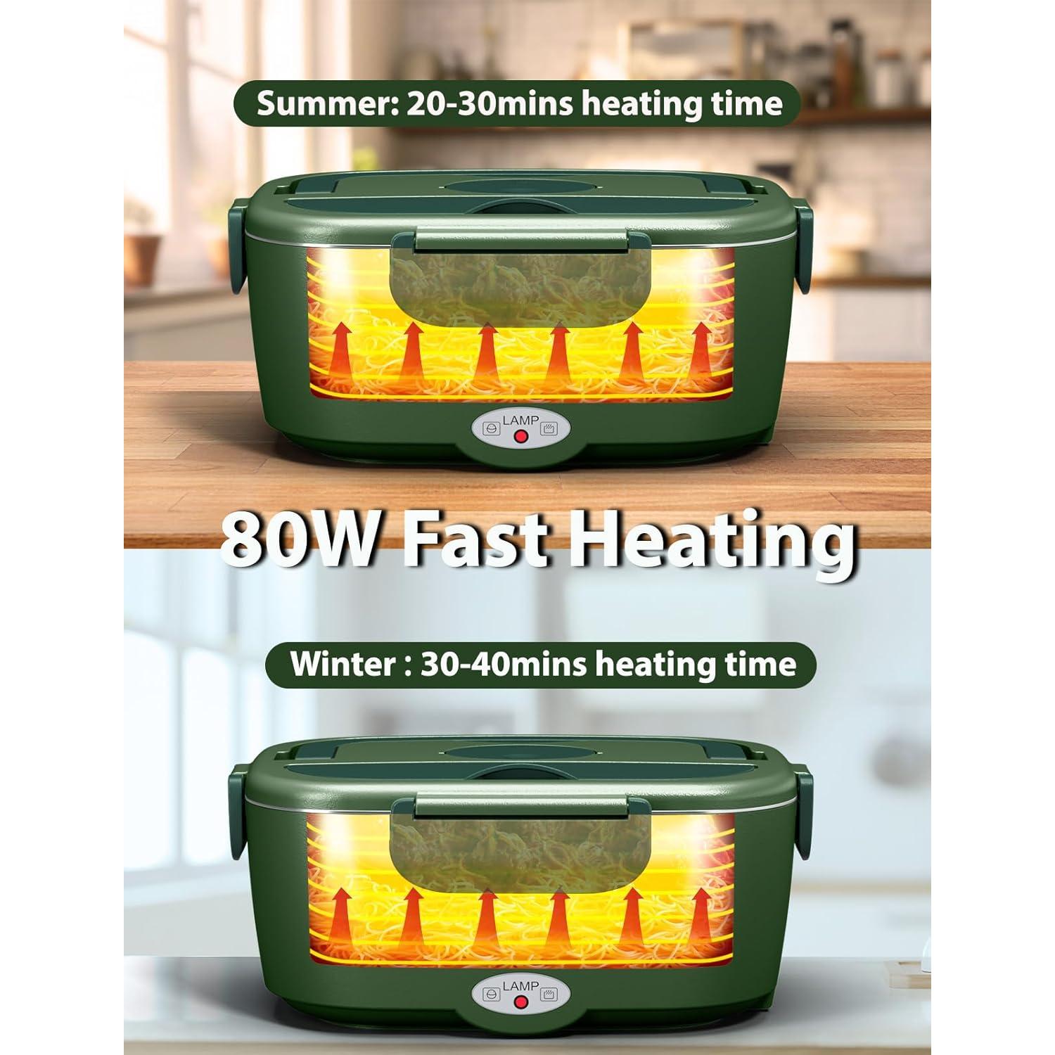 Lonchera Eléctrica Azevix 80W 1.5L Acero Inoxidable Verde