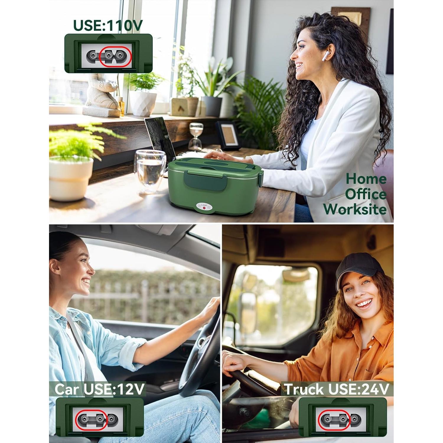 Lonchera Eléctrica Azevix 80W 1.5L Acero Inoxidable Verde