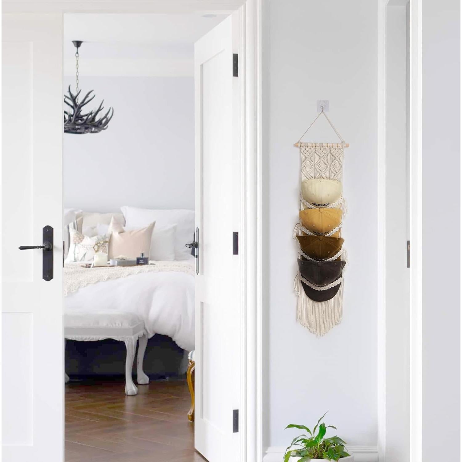 Perchero de Gorras Clysuply Boho 4 Capas Beige Hecho a Mano