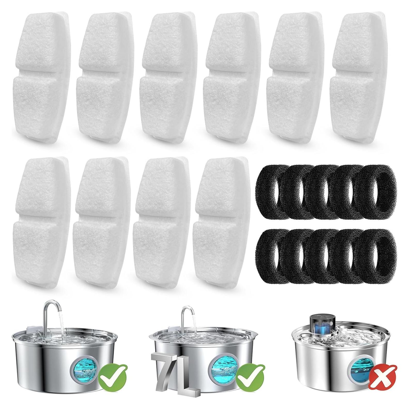 Filtros de Agua para Mascotas ROCK BEARD 20 Pcs 3.2L y 7L