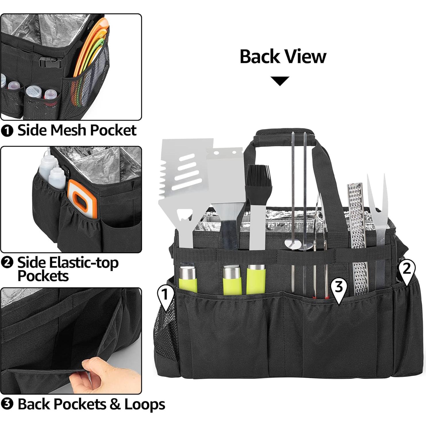 Caddy Grande para Utensilios de Parrilla HODRANT Negro 40x26x28cm