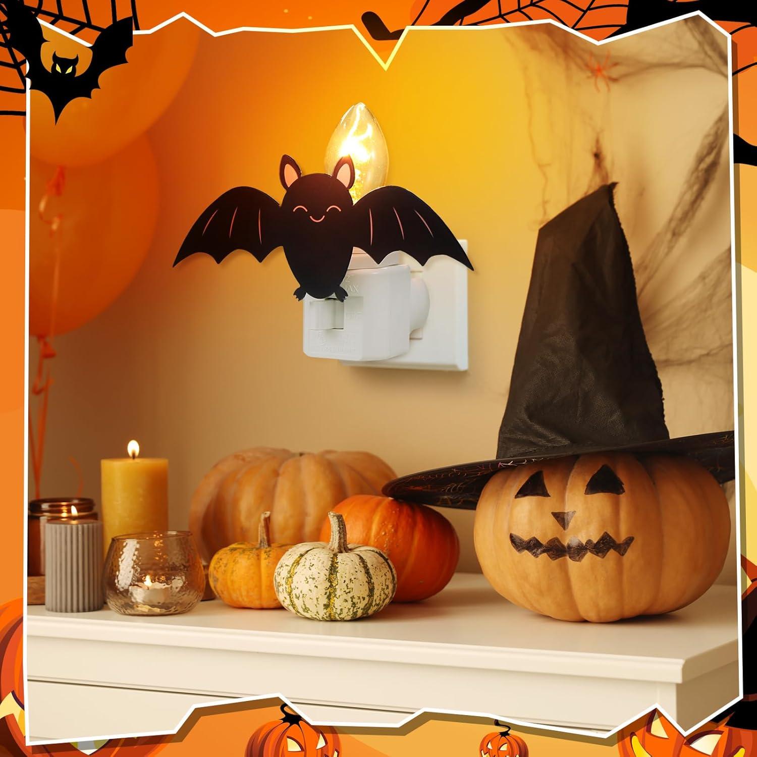 Paquete de 2 luces nocturnas LED murciélago Halloween Grinsvalley