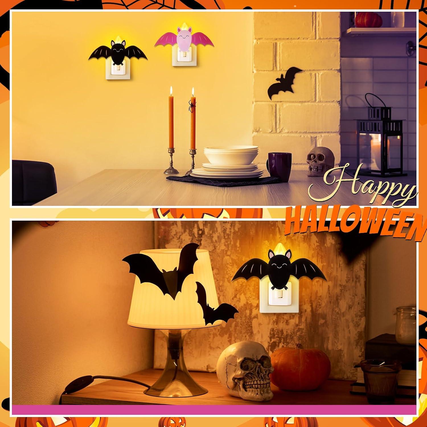 Paquete de 2 luces nocturnas LED murciélago Halloween Grinsvalley