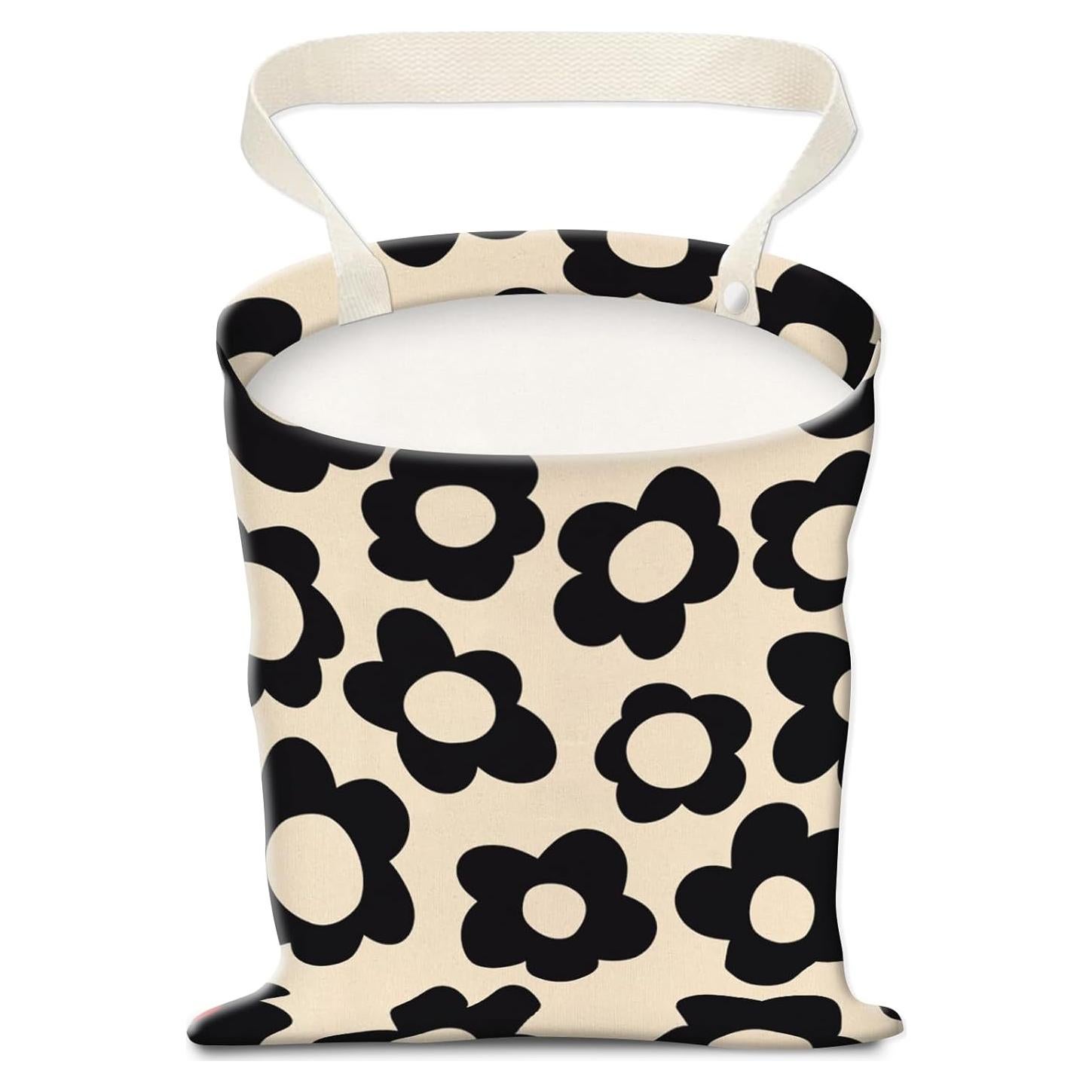 Basurero de Auto AUEKLLW Boho Floral Negra 30x24 cm