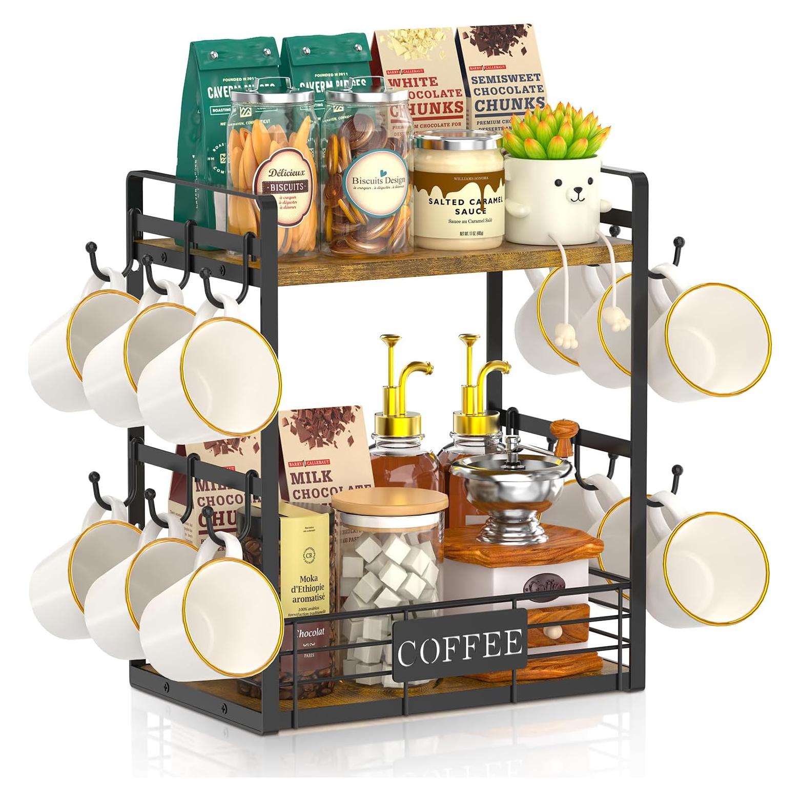 Soporte para Tazas de Café EsLuker.ly 2 Niveles 12 Ganchos