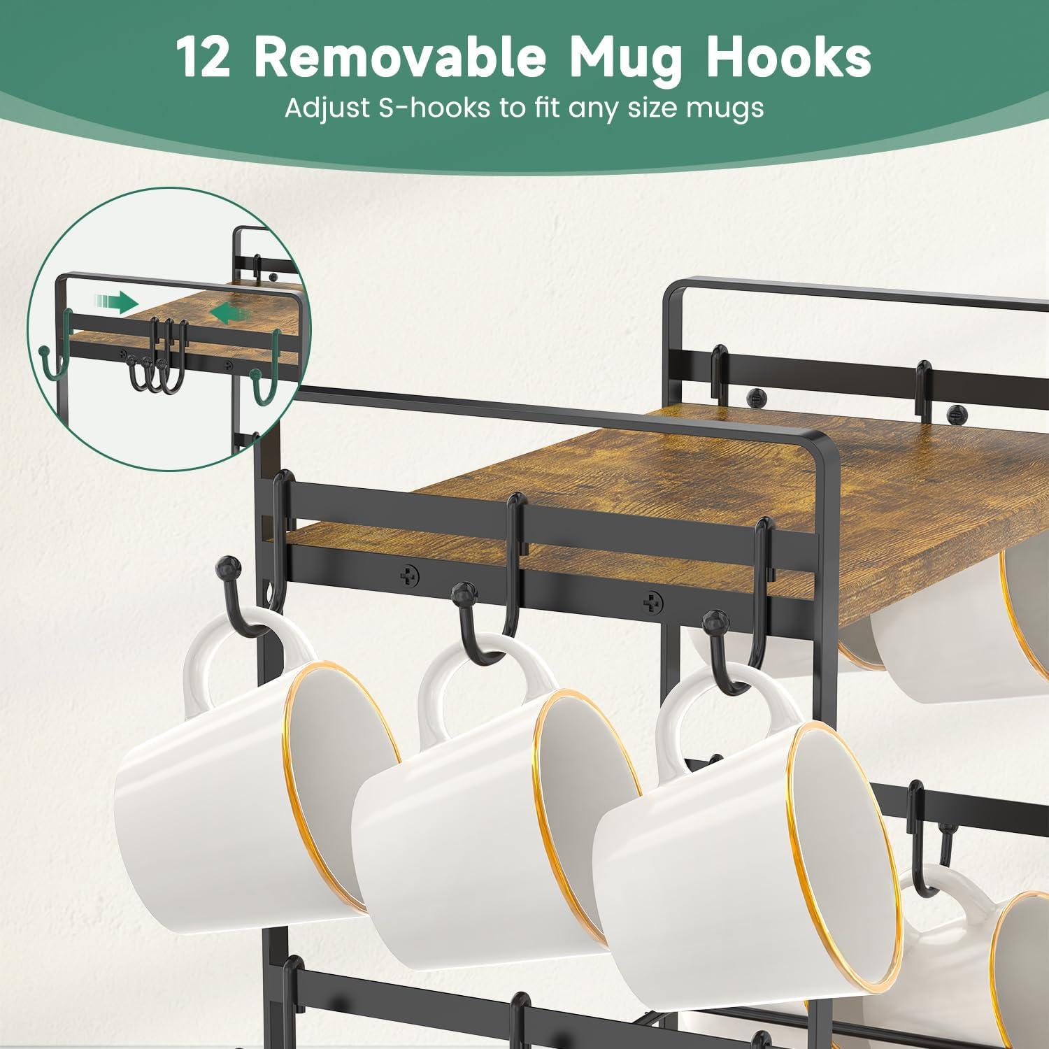 Soporte para Tazas de Café EsLuker.ly 2 Niveles 12 Ganchos