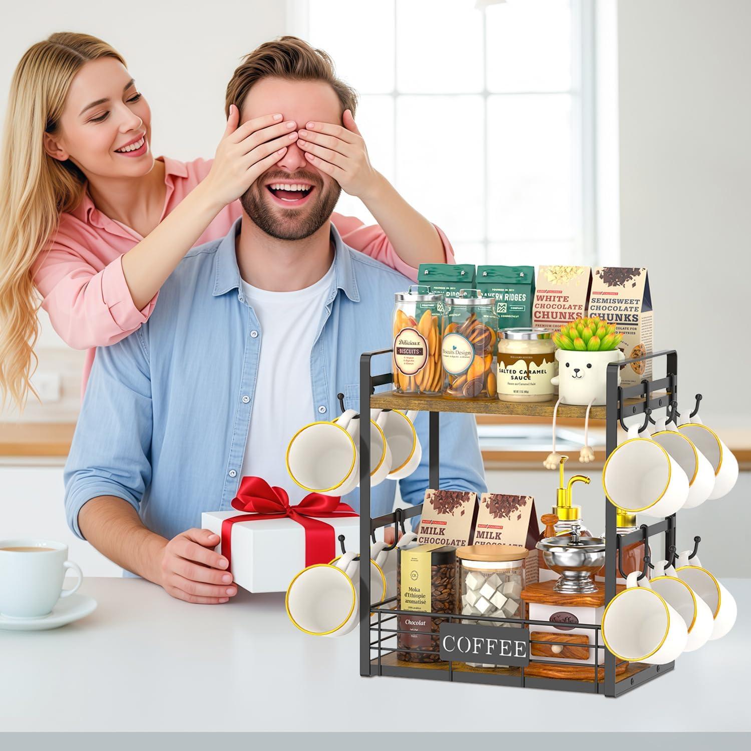 Soporte para Tazas de Café EsLuker.ly 2 Niveles 12 Ganchos