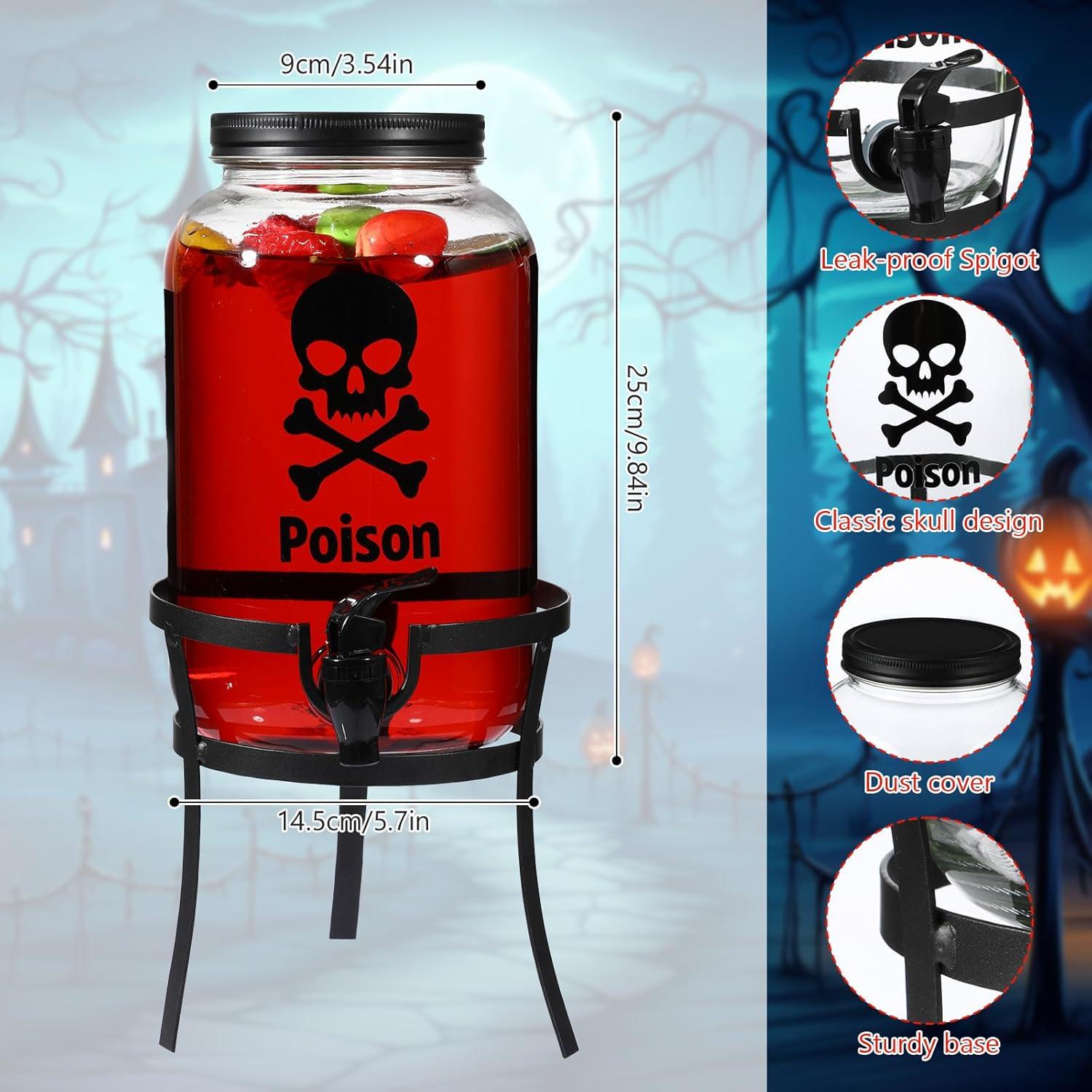 Dispensador de Bebidas de Vidrio 3.785L FillTouch Halloween Negro