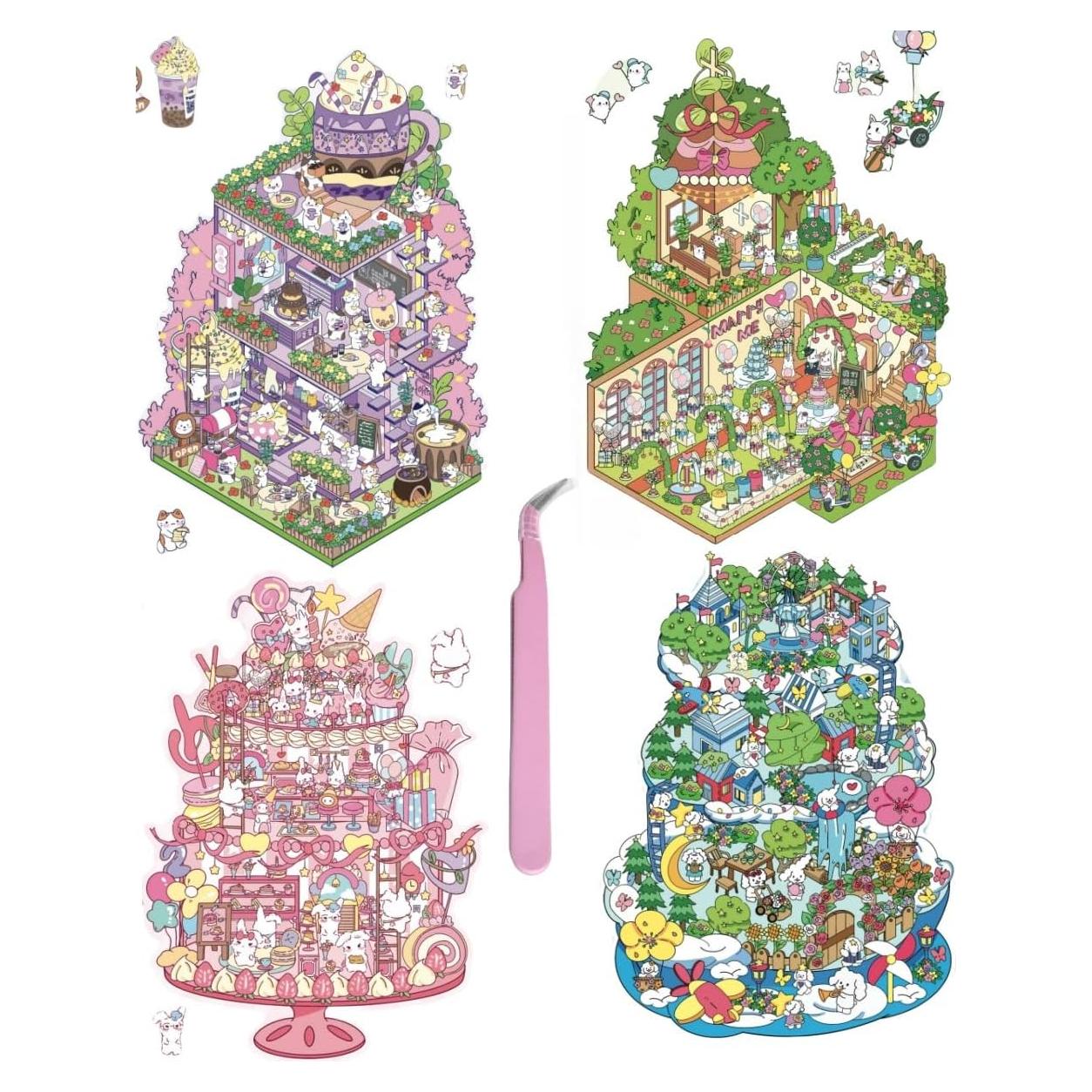 4 Sets Etiquetas 3D DIY Affoto para Manualidades y Decoración