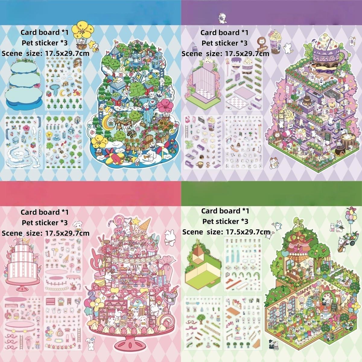 4 Sets Etiquetas 3D DIY Affoto para Manualidades y Decoración