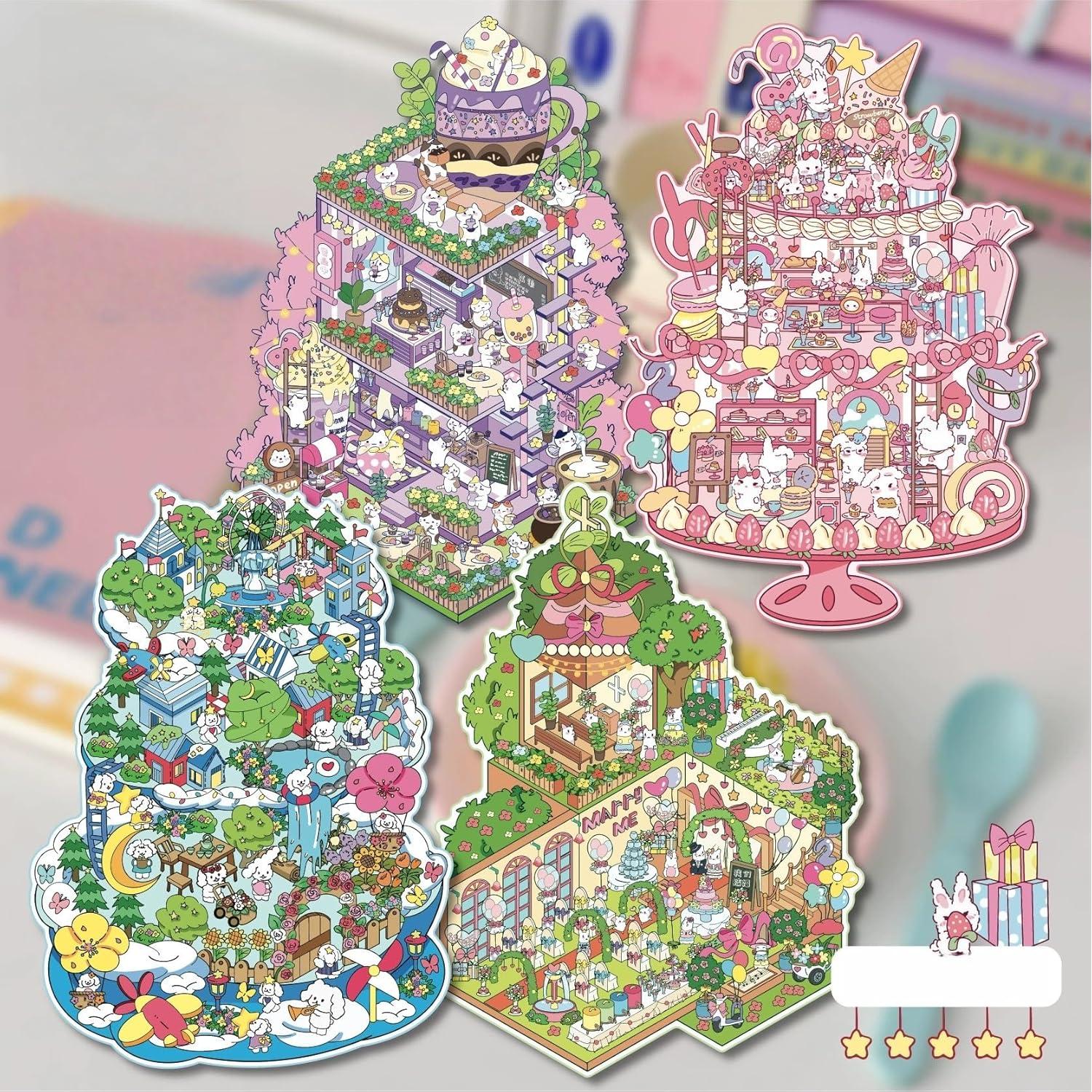 4 Sets Etiquetas 3D DIY Affoto para Manualidades y Decoración