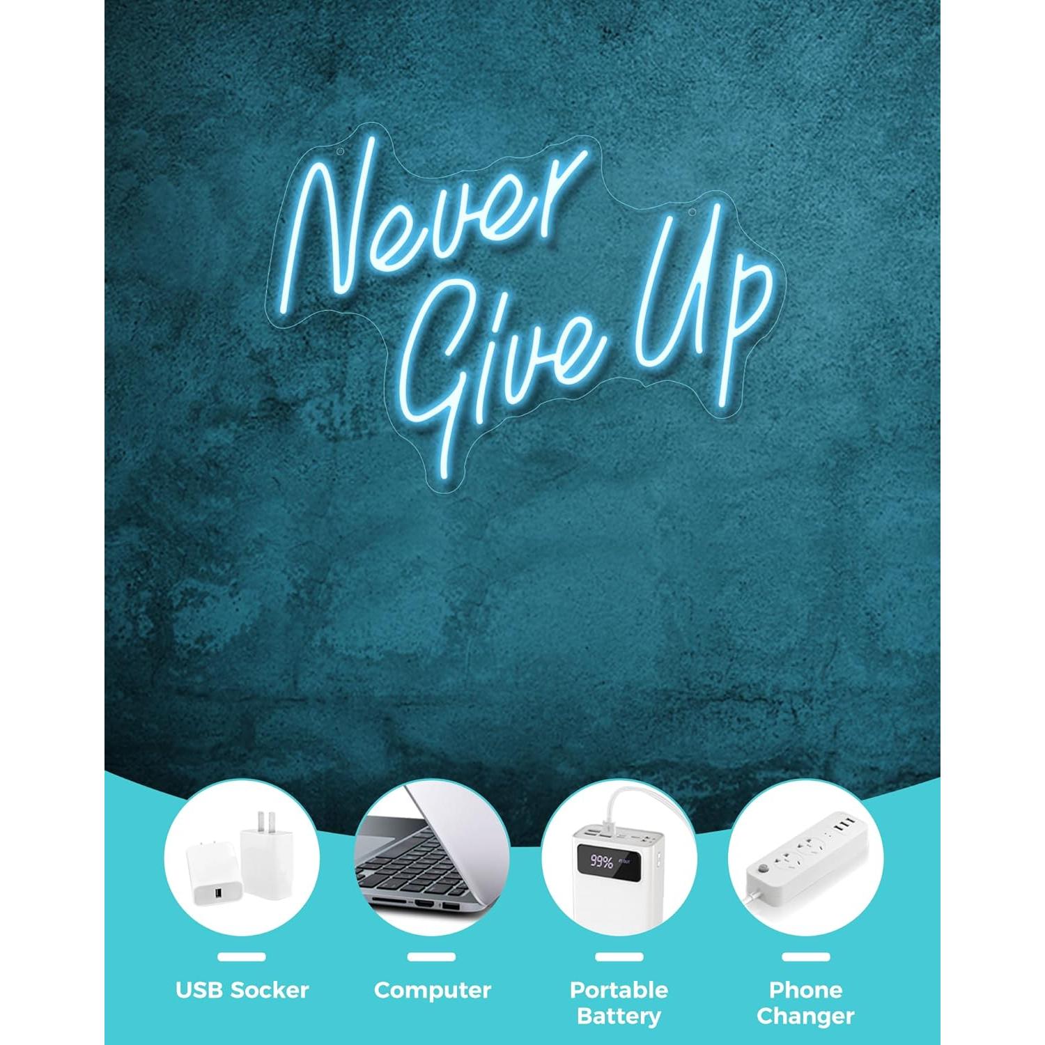 Letrero de Neón NUNCA TE RINDAS YIKBIK USB Ajustable