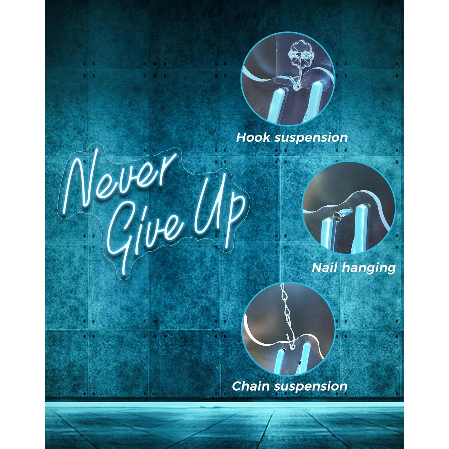 Letrero de Neón NUNCA TE RINDAS YIKBIK USB Ajustable