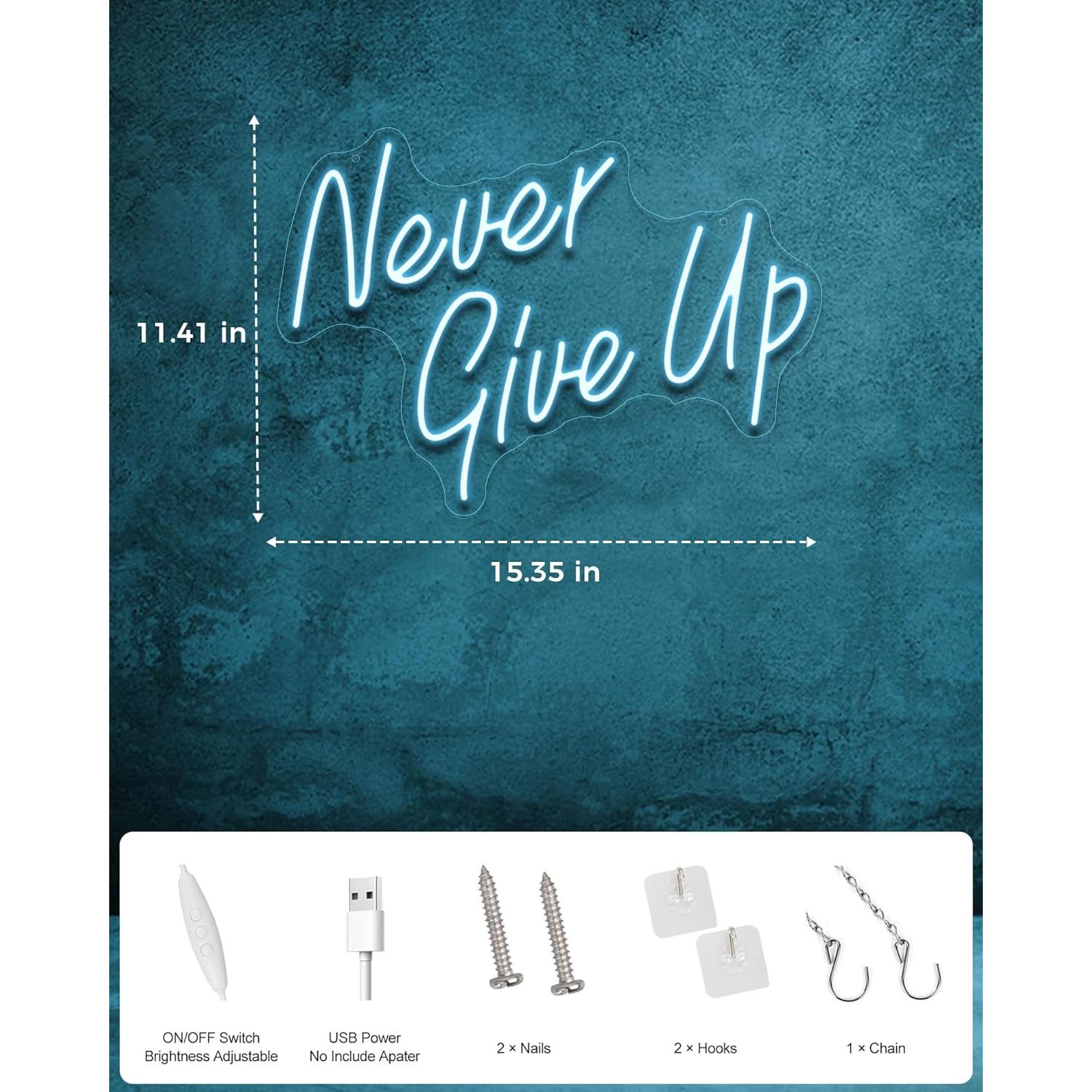 Letrero de Neón NUNCA TE RINDAS YIKBIK USB Ajustable