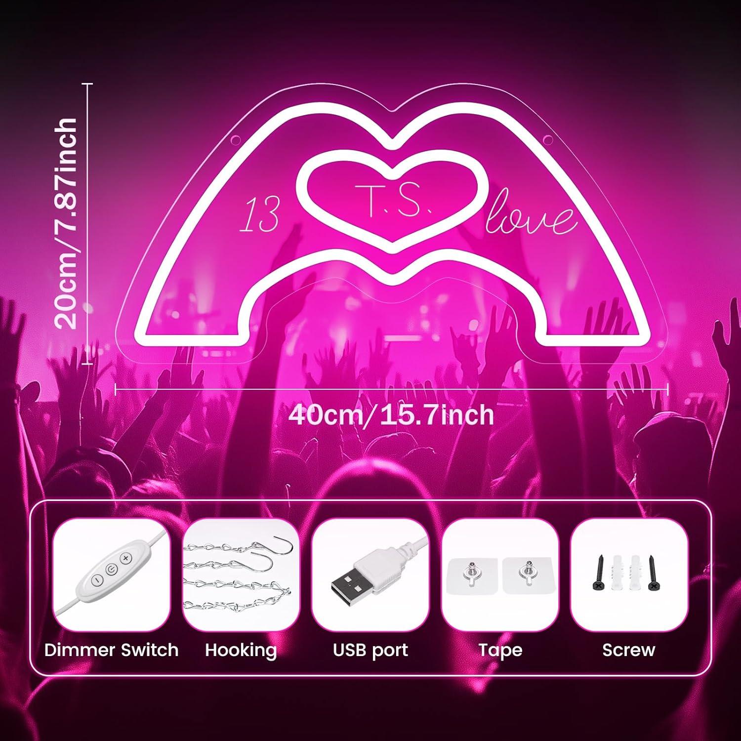 Cartel de Neón Rosa Corazón NeusWonder 39.88 cm LED USB