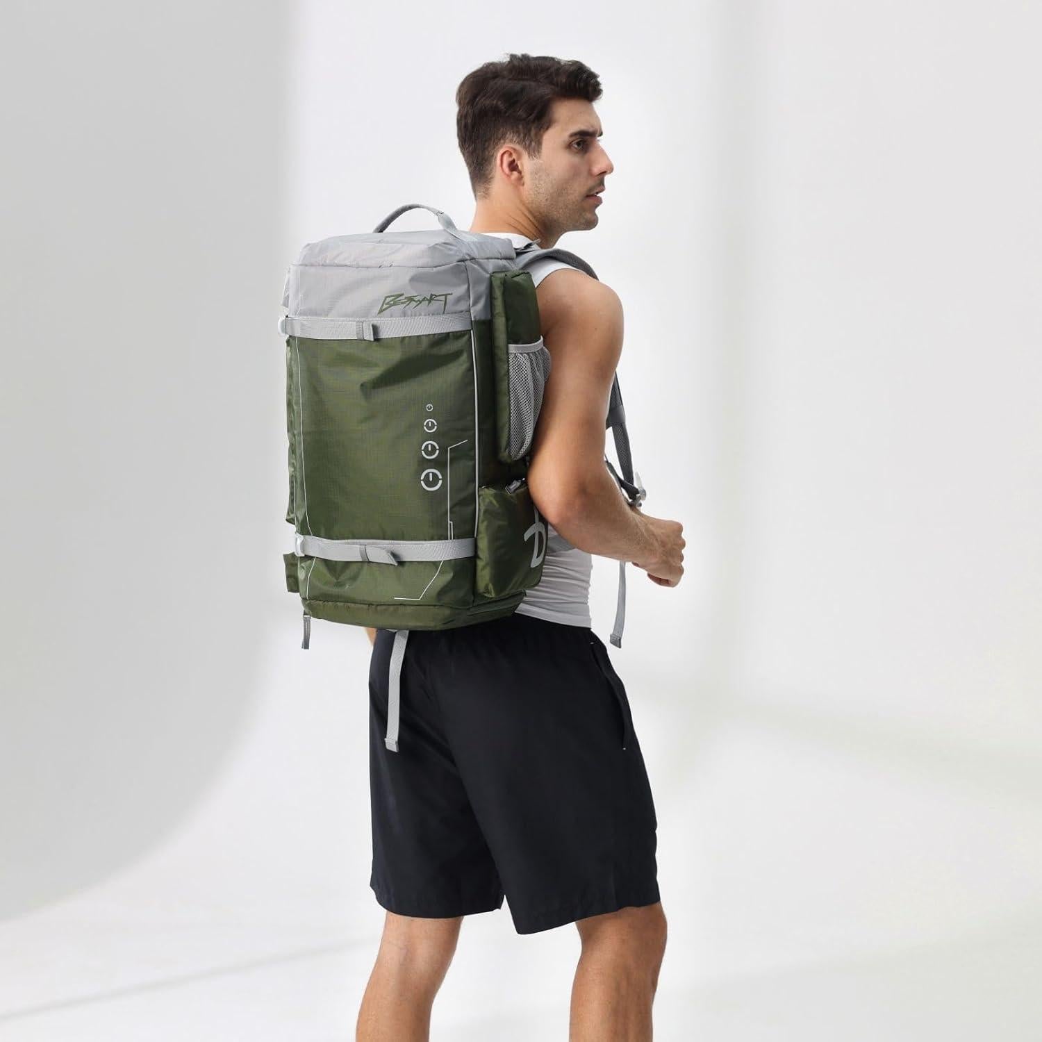 Mochila de Gimnasio BE SMART 40L Impermeable Verde Ejercito