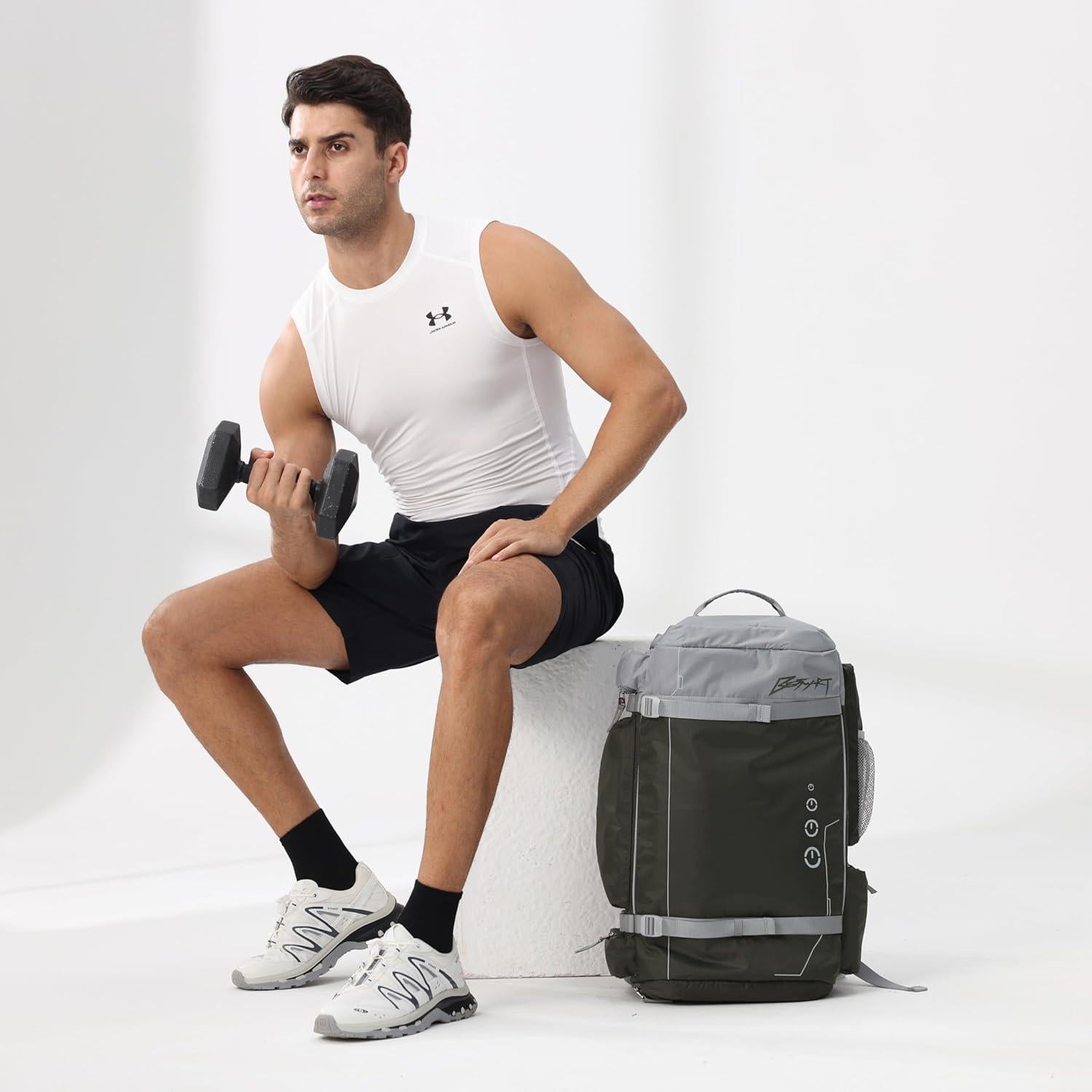 Mochila de Gimnasio BE SMART 40L Impermeable Verde Ejercito