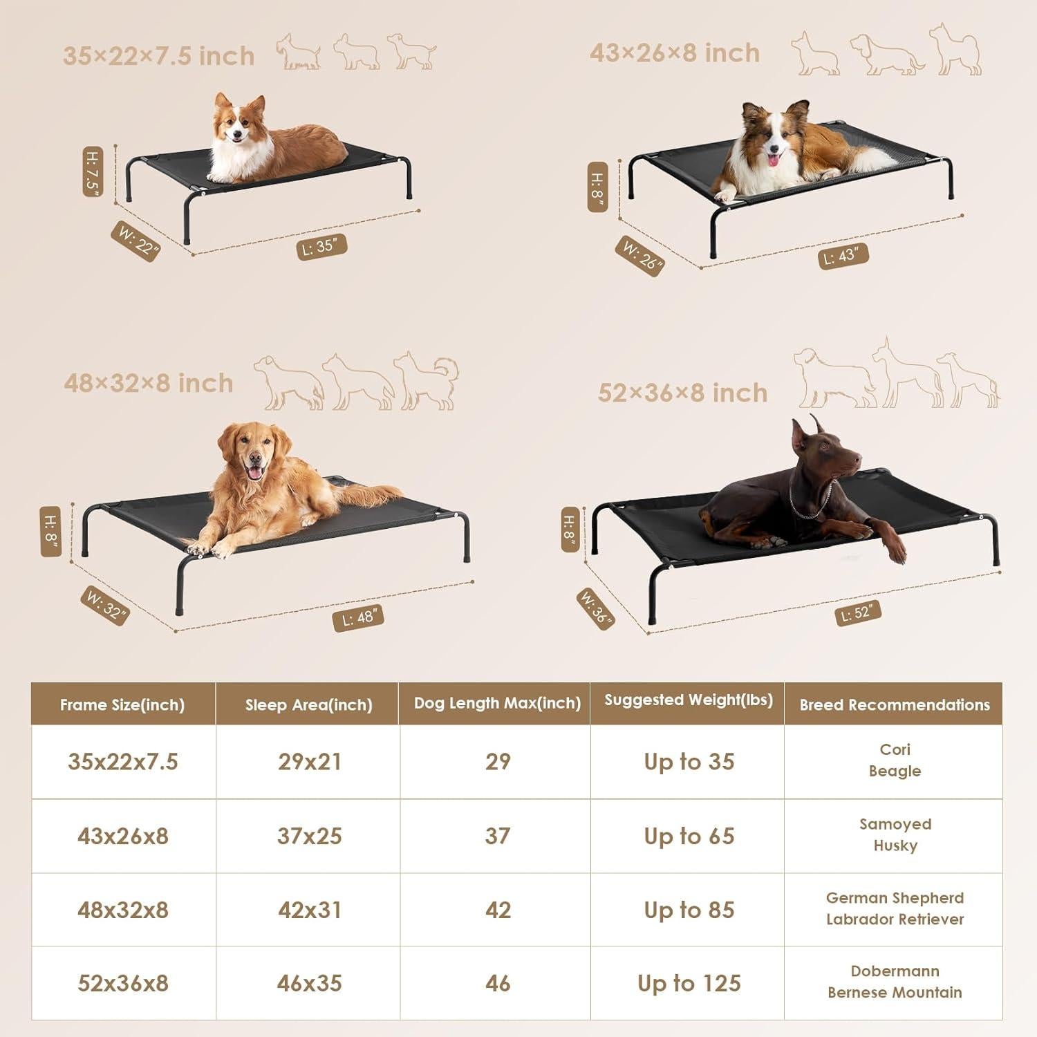 Cama Elevada para Perros EHEYCIGA Mediana 89x56 cm Impermeable