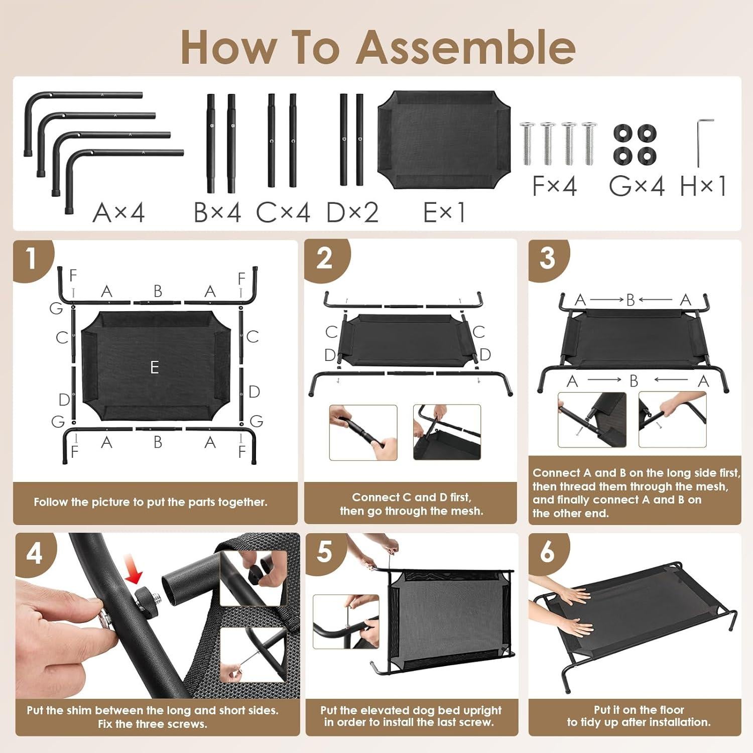 Cama Elevada para Perros EHEYCIGA Mediana 89x56 cm Impermeable