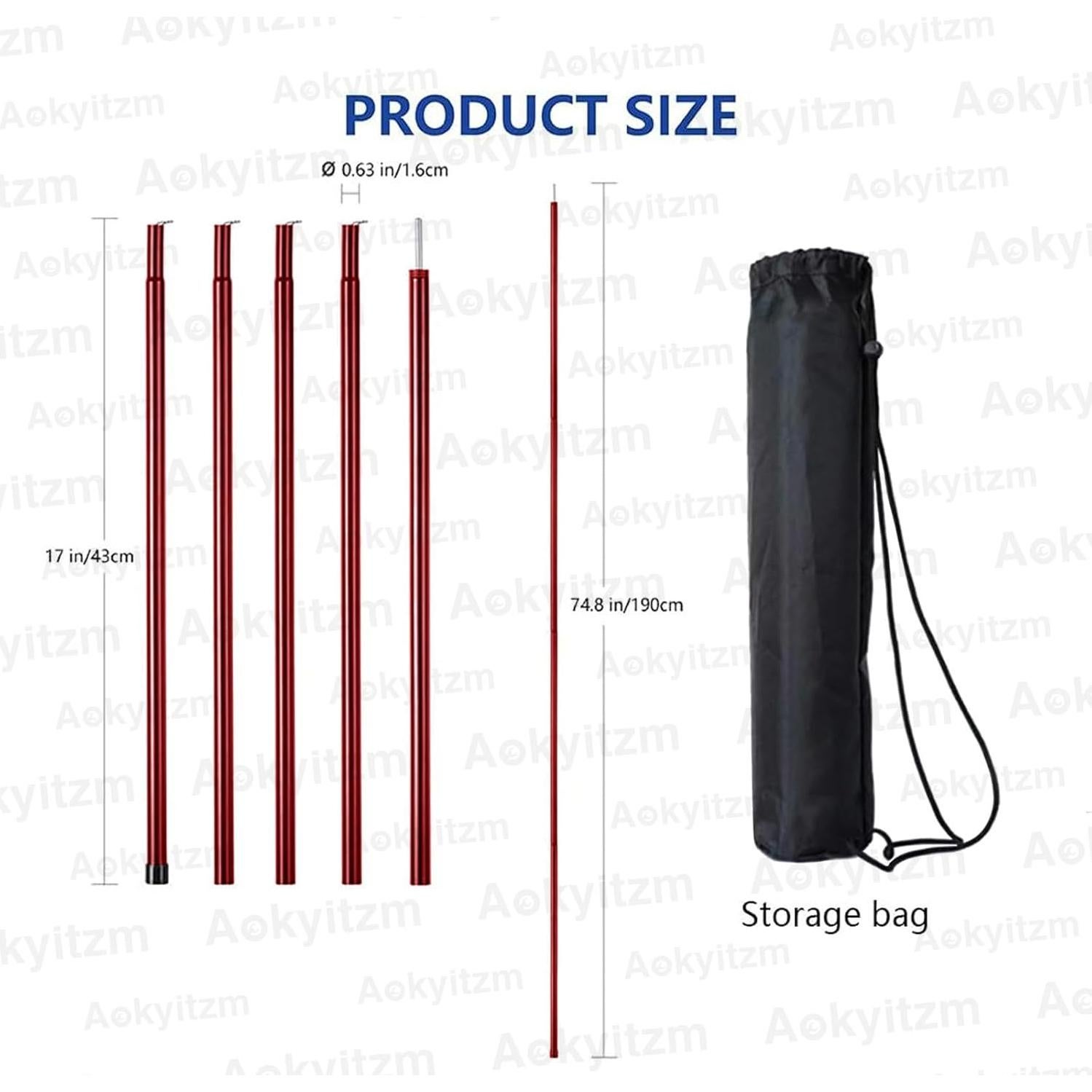 Postes de Tienda Portátiles Aokyitzm 190cm Rojo - 10 Piezas