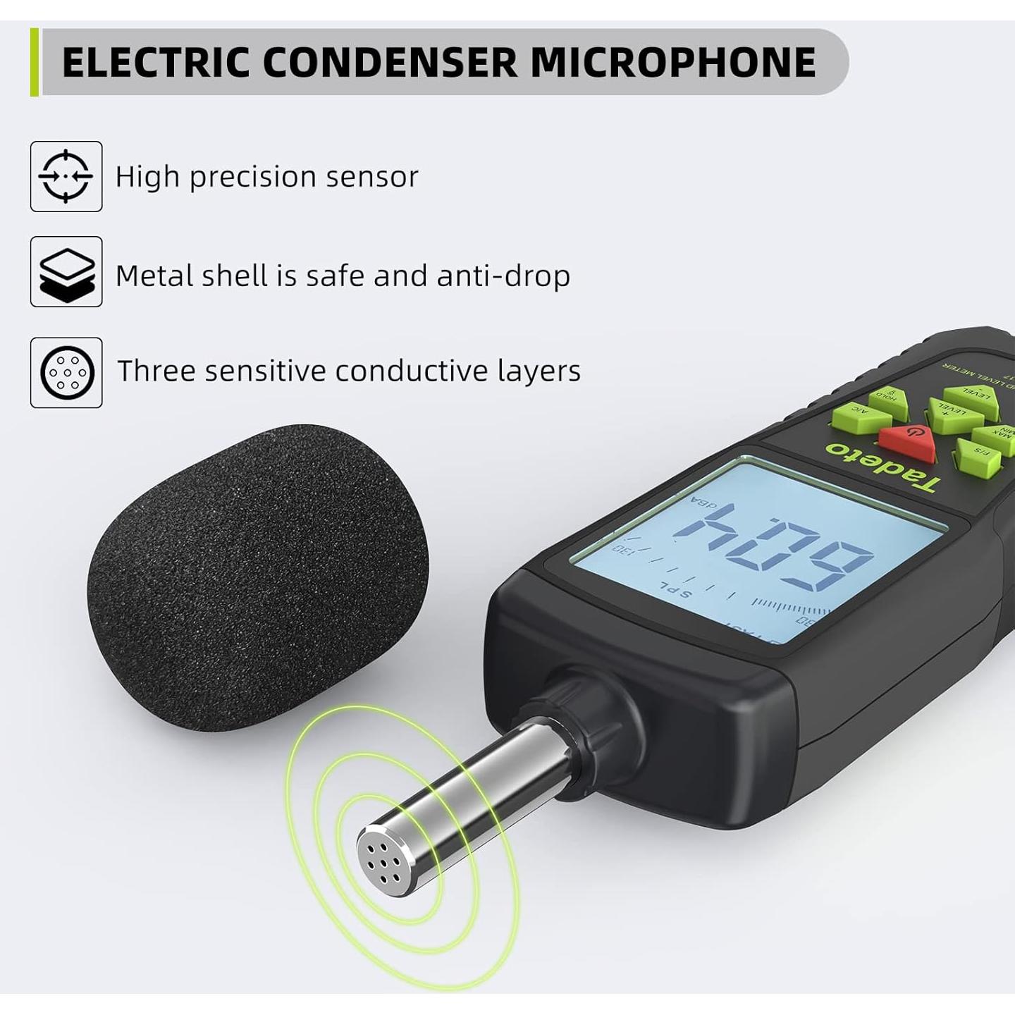 Medidor de Decibelios Digital Tadeto TE017 30-130dB LCD Retroiluminado
