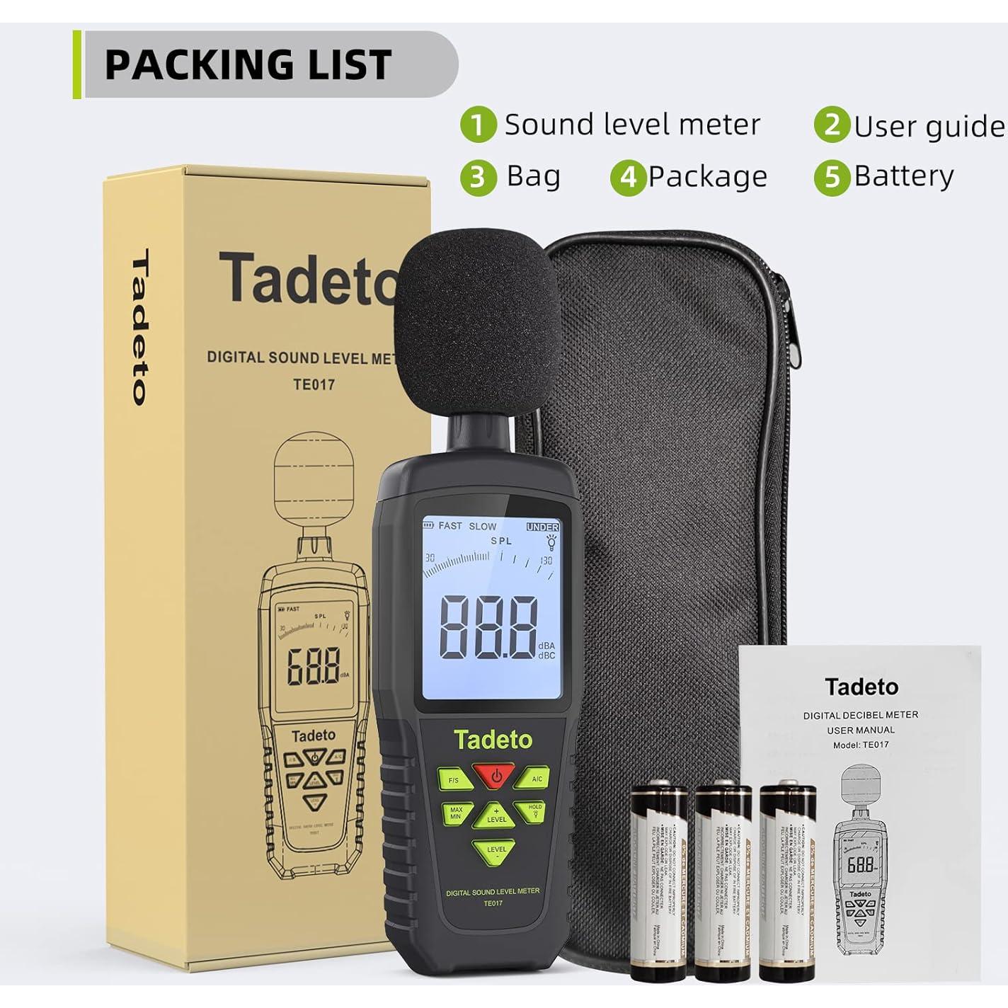 Medidor de Decibelios Digital Tadeto TE017 30-130dB LCD Retroiluminado