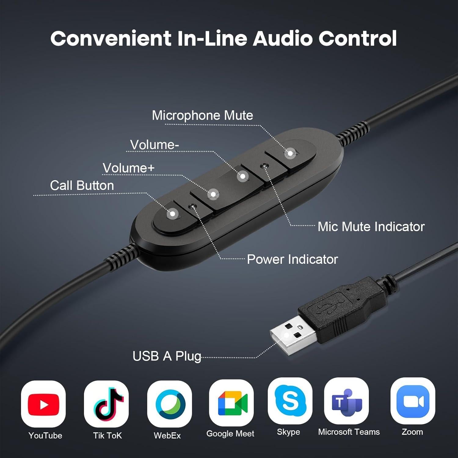 Auricular USB MAIRDI M890UC con Micrófono Cancelación de Ruido