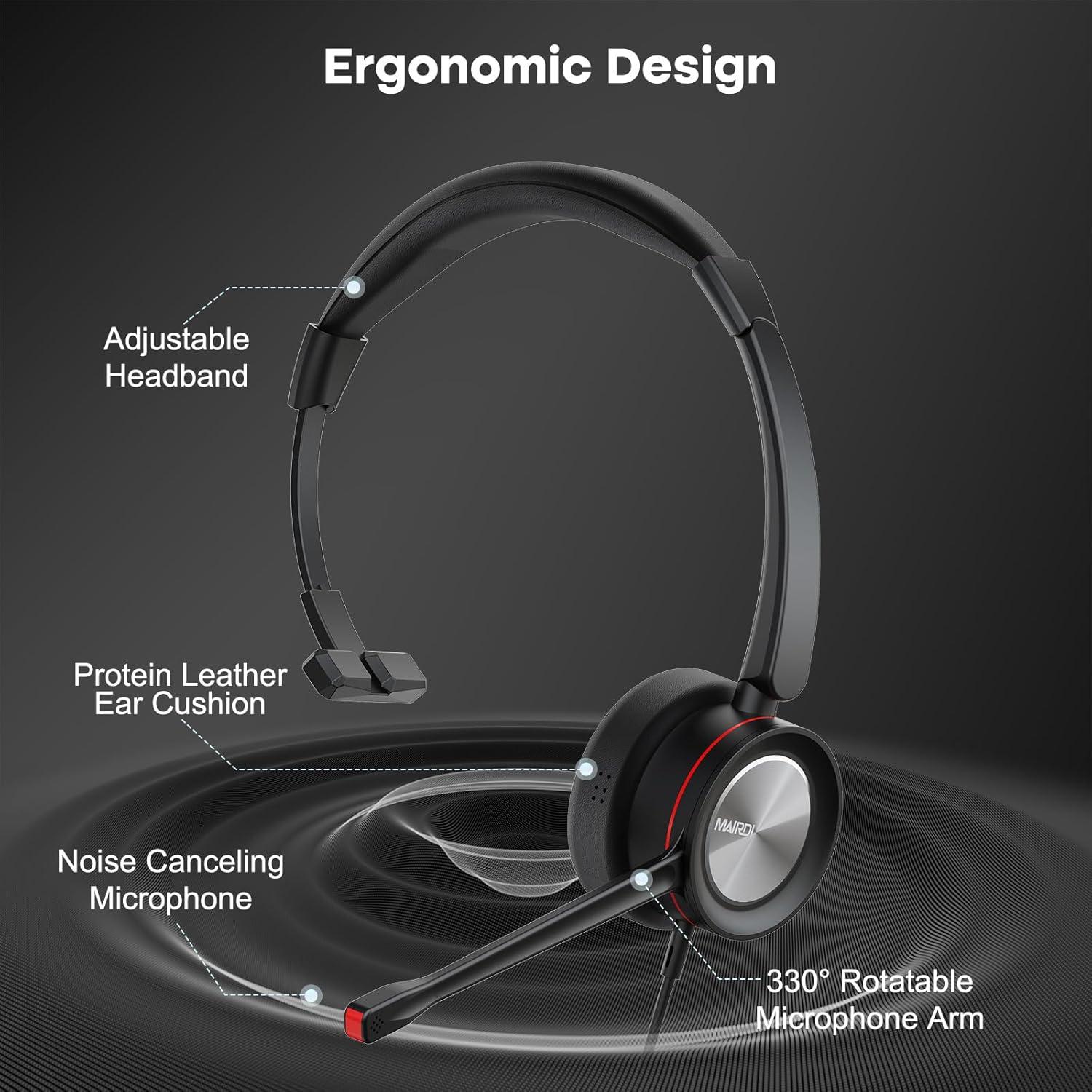 Auricular USB MAIRDI M890UC con Micrófono Cancelación de Ruido