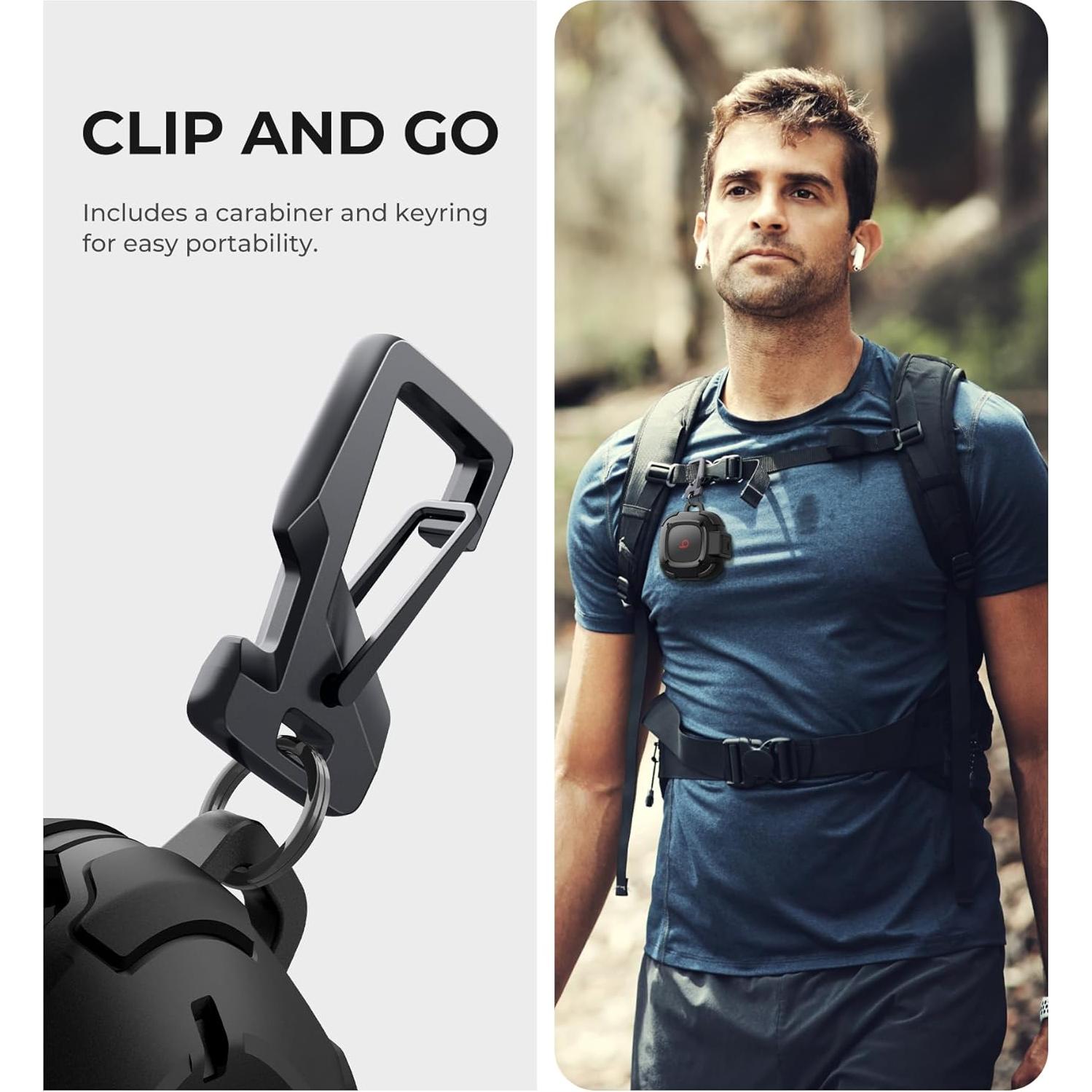 Funda Resistente Dexnor para Beats Fit Pro 2021 Negra con Mosquetón