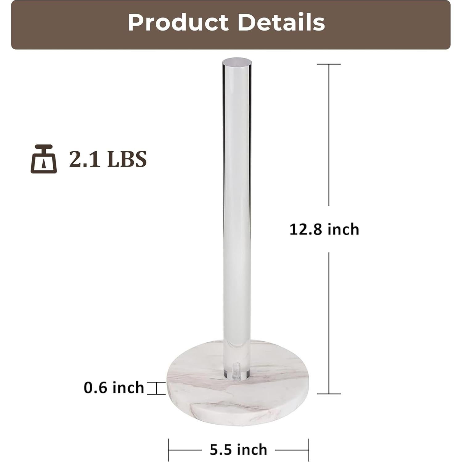 Soporte para Toallas de Papel WORHE Mármol Blanco 13.97 cm