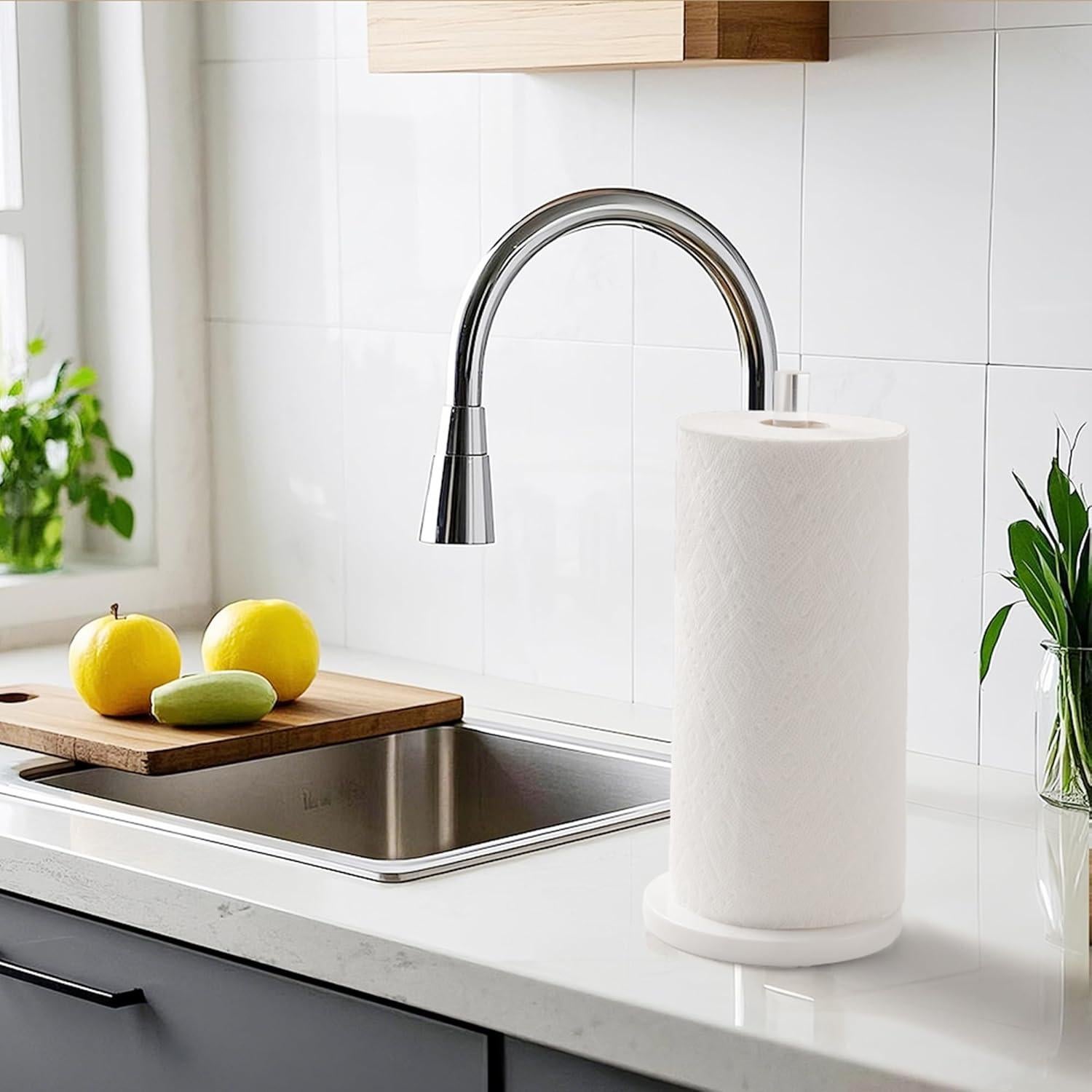 Soporte para Toallas de Papel WORHE Mármol Blanco 13.97 cm