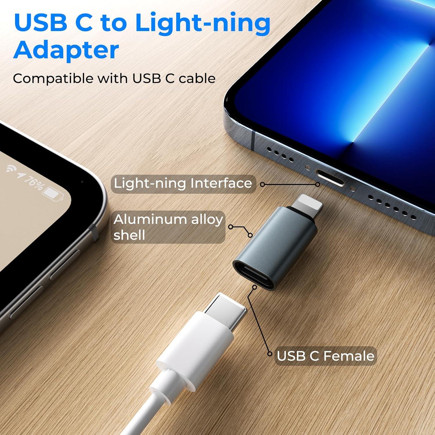 Adaptador USB C a Lightning Vanjua 4 Pack para iPhone y iPad