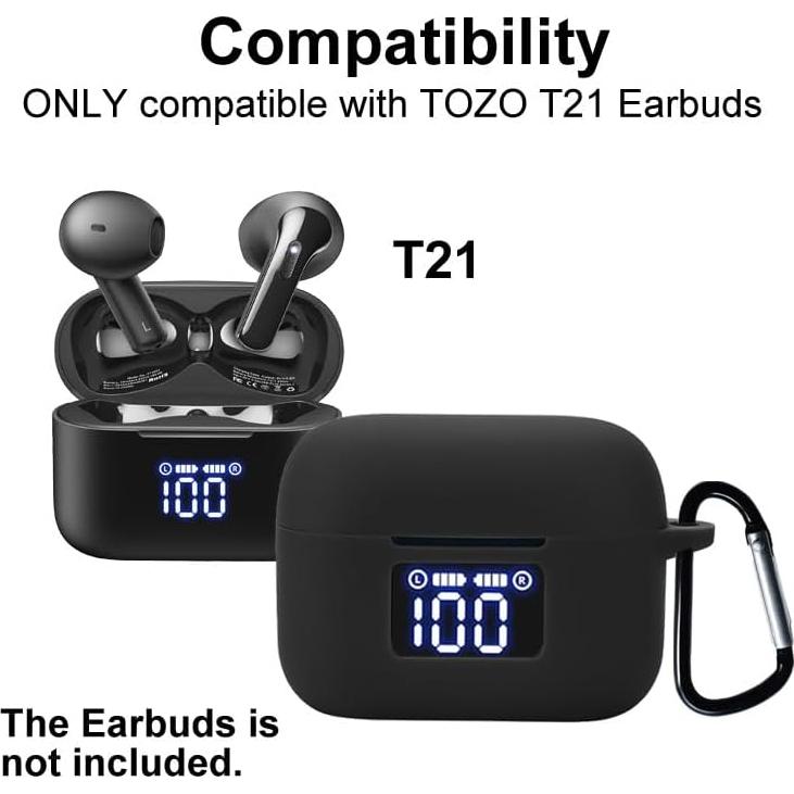 Funda de Silicona SMAATE para Auriculares TOZO T21 - Negra