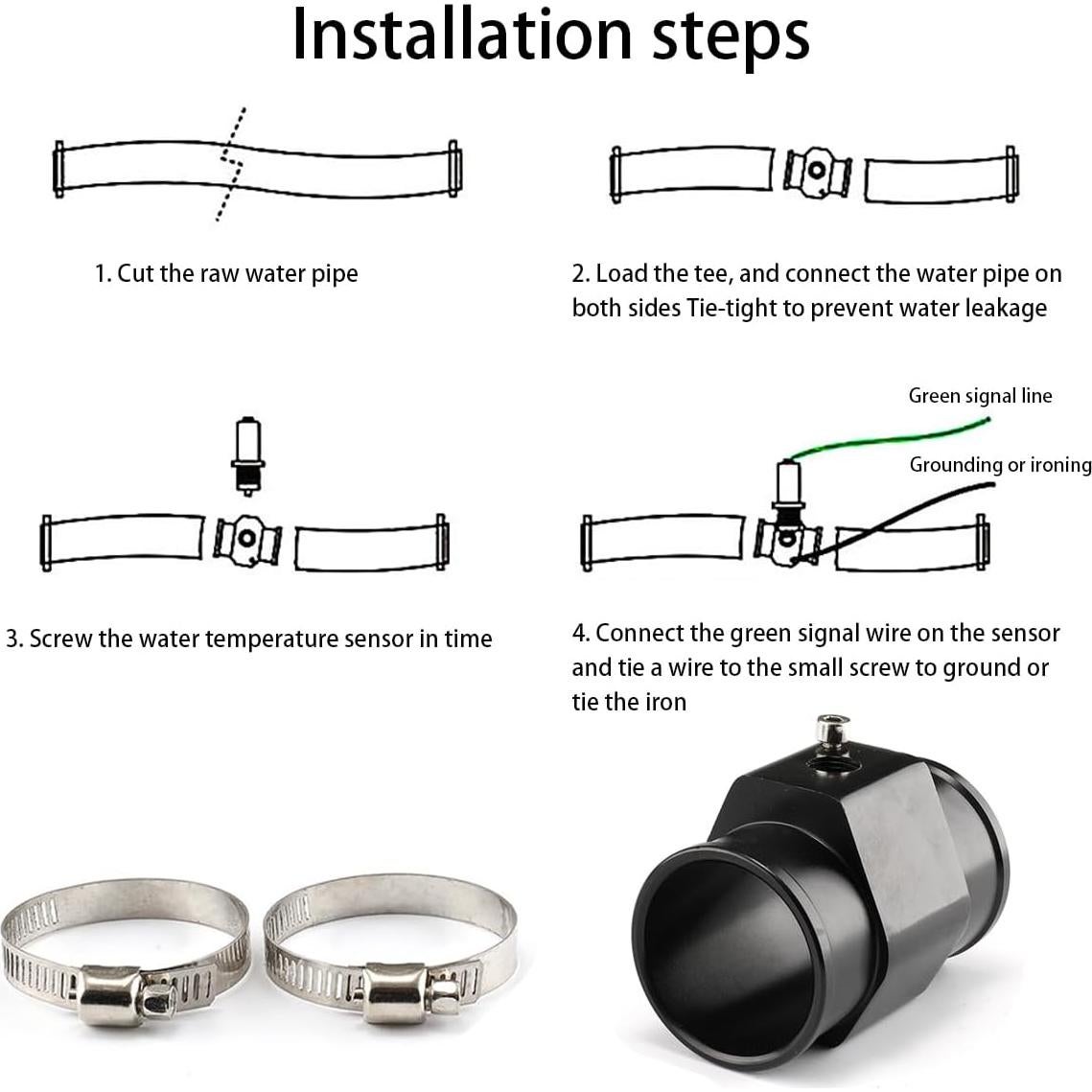 Adaptador de Manguera de Temperatura de Agua AICEL 32mm Negro