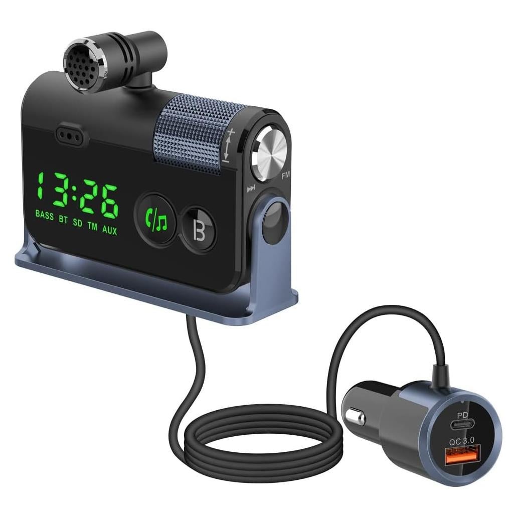 Transmisor Bluetooth para Coche WYYHAA FM con Carga Rápida 18W