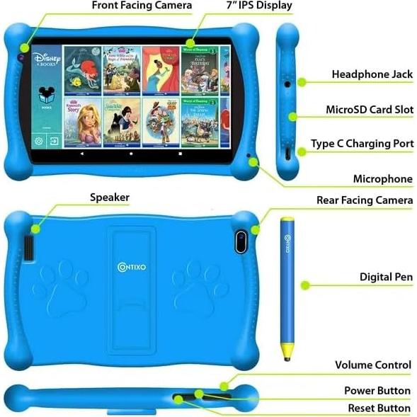 Tableta Contixo V10 7" HD para Niños - 32GB, Juegos y Cuentos