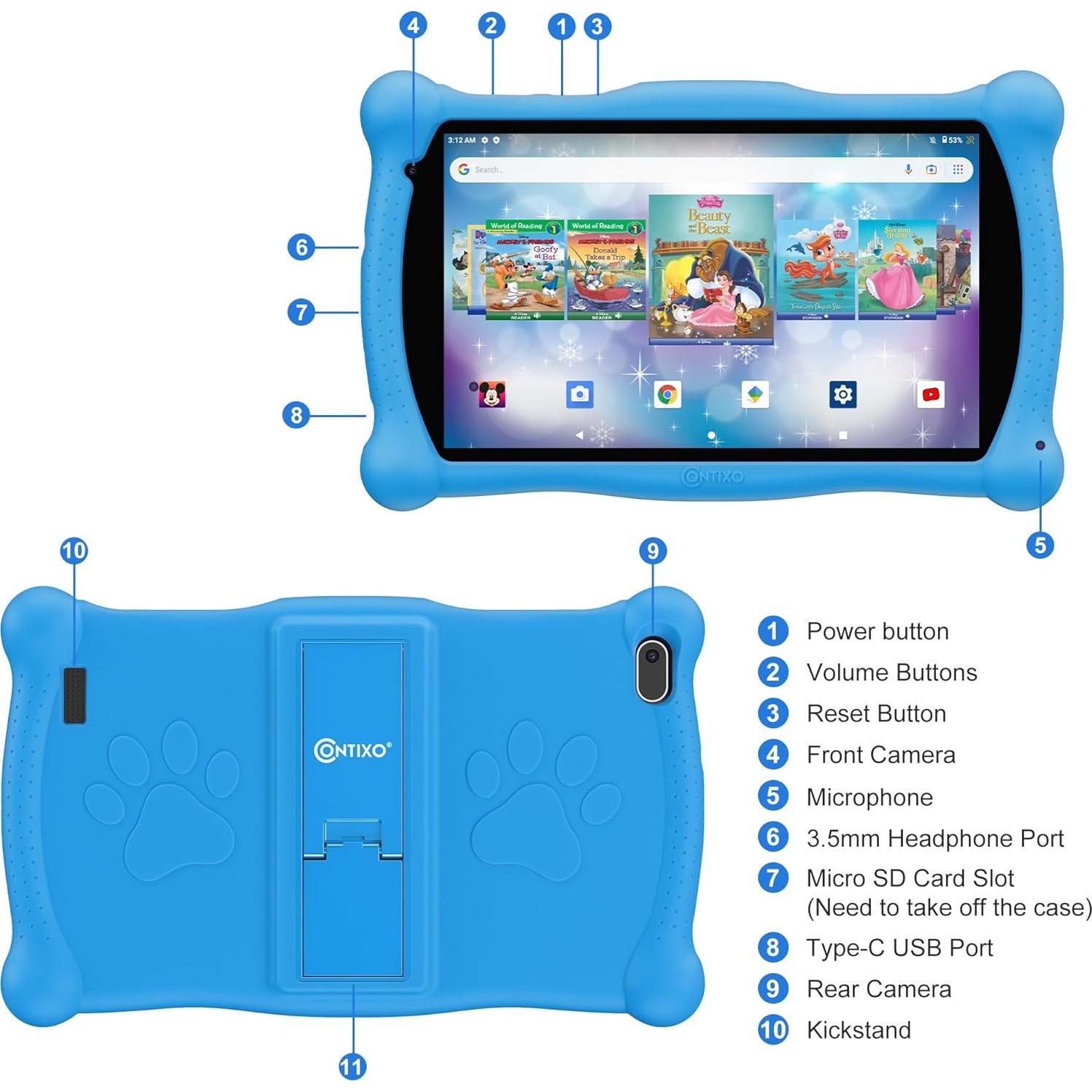 Tableta Contixo V10 7" HD para Niños - 32GB, Juegos y Cuentos
