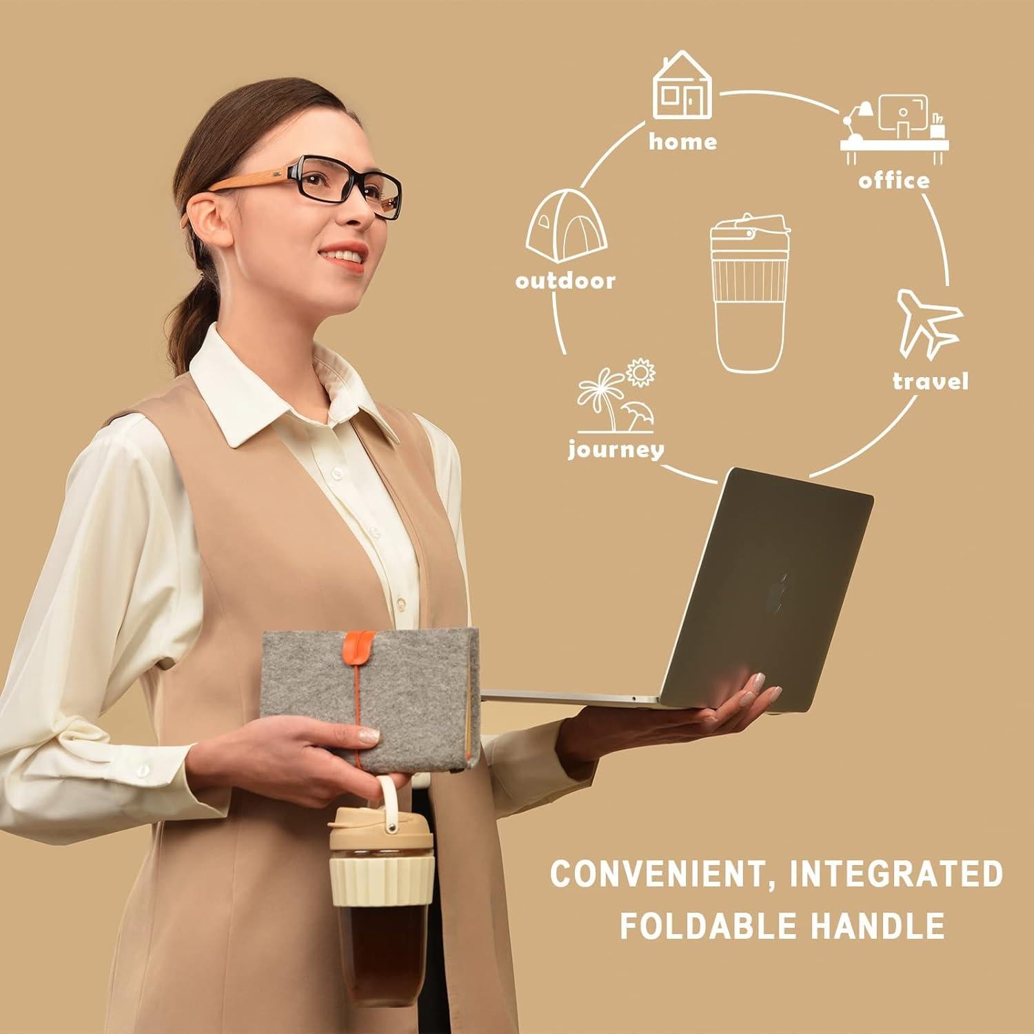 Taza de café reutilizable HY3 0.5 L vidrio a prueba de fugas verde