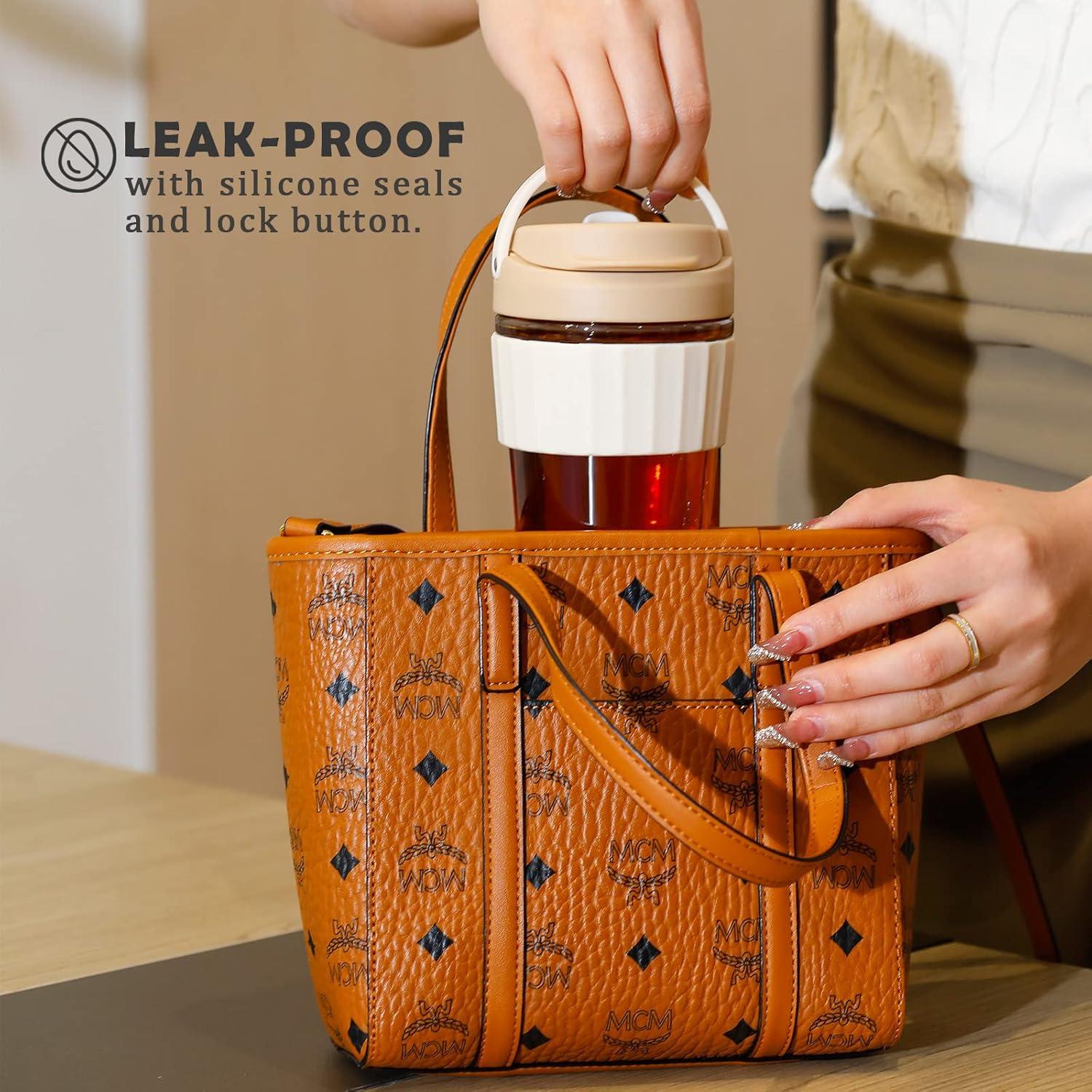 Taza de café reutilizable HY3 0.5 L vidrio a prueba de fugas verde