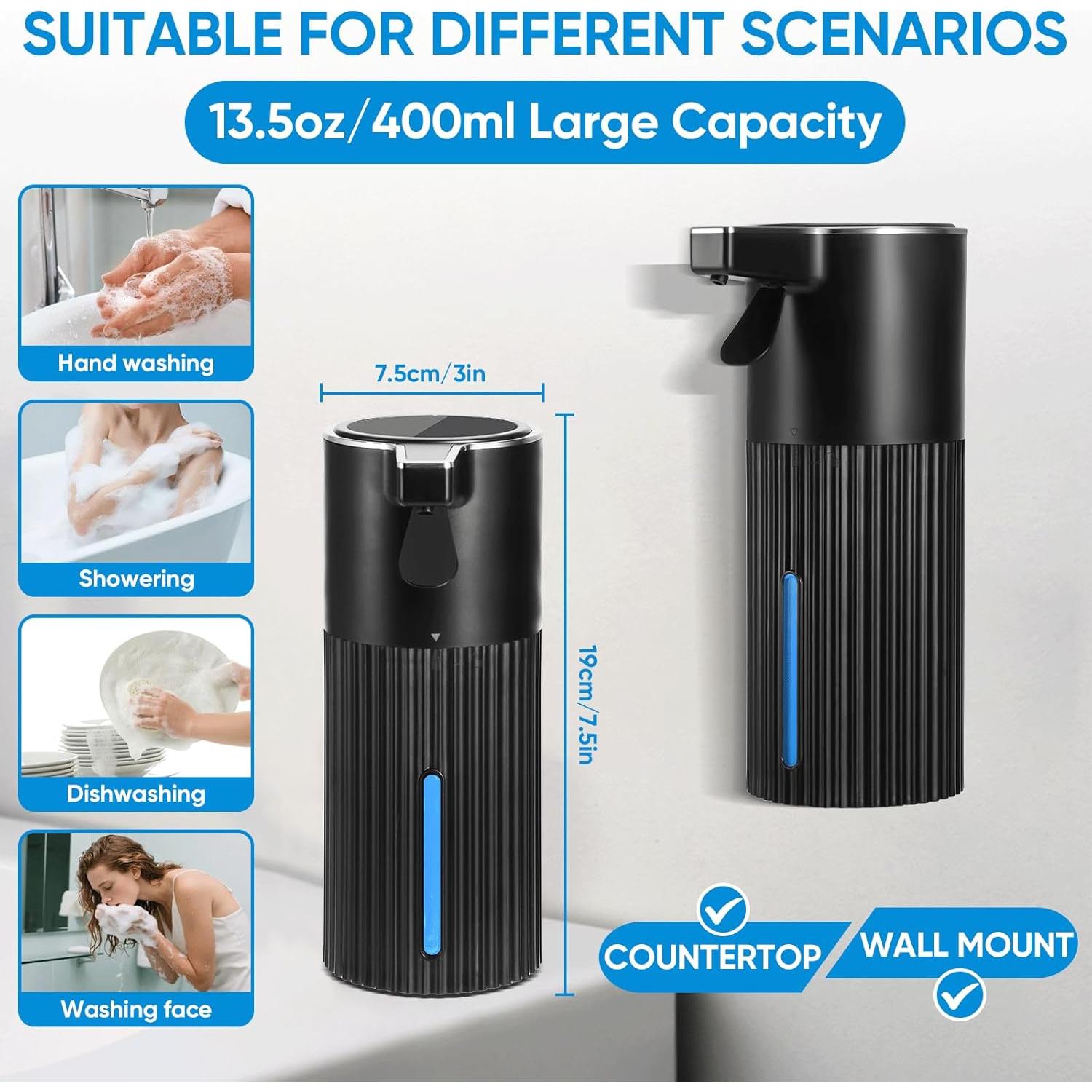 Dispensador Automático de Jabón UAYBABU 400 ml Táctil Negro