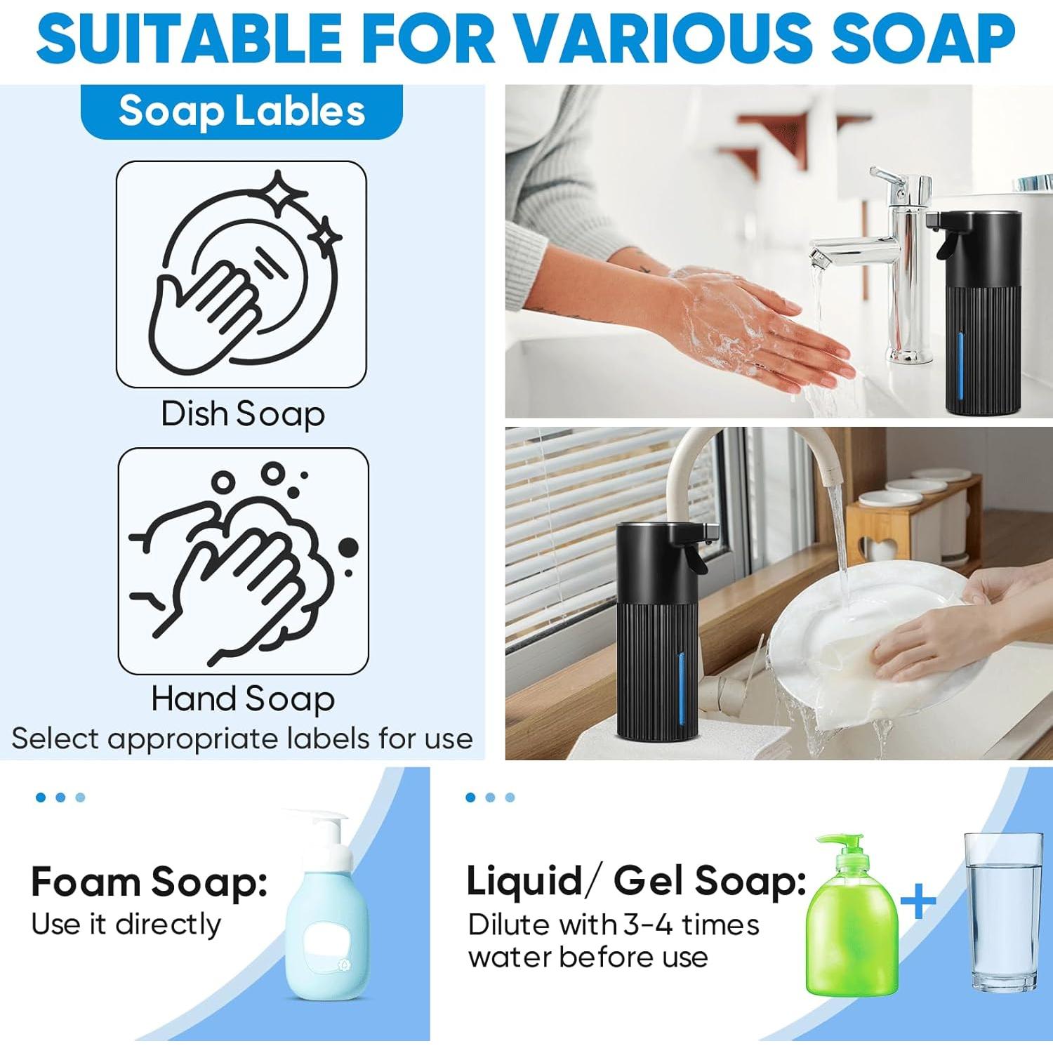 Dispensador Automático de Jabón UAYBABU 400 ml Táctil Negro