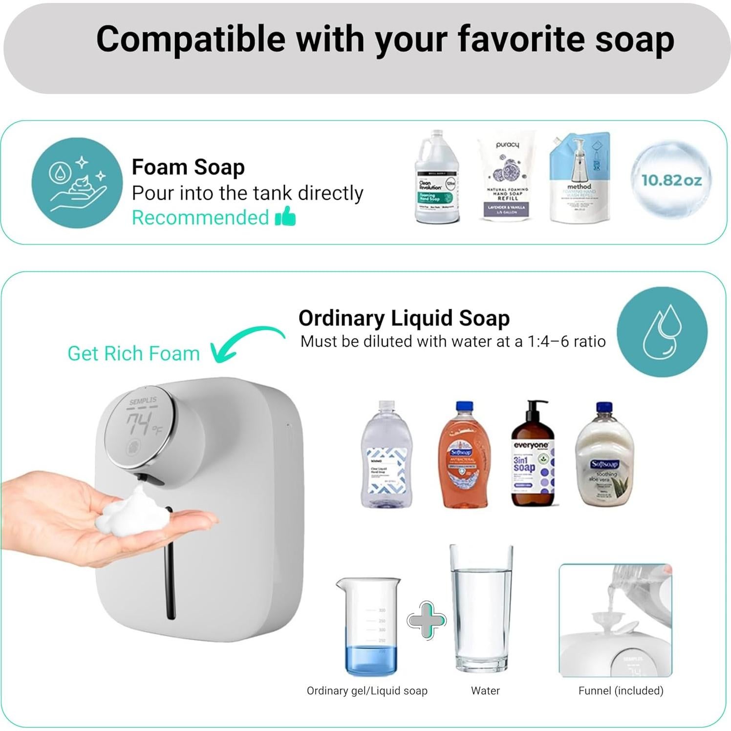 Dispensador Automático de Jabón Espumoso SEMPLIS 320 ml