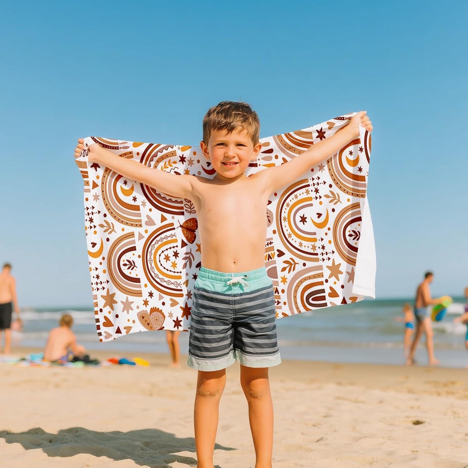 Toalla de Playa ZhowHoHo Arcoíris Boho 76x150 cm Microfibra